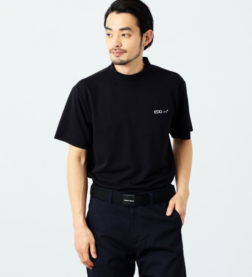 のEDWIN GOLF エドウイン ゴルフ モックネックシャツ（半袖）|//|ブラック