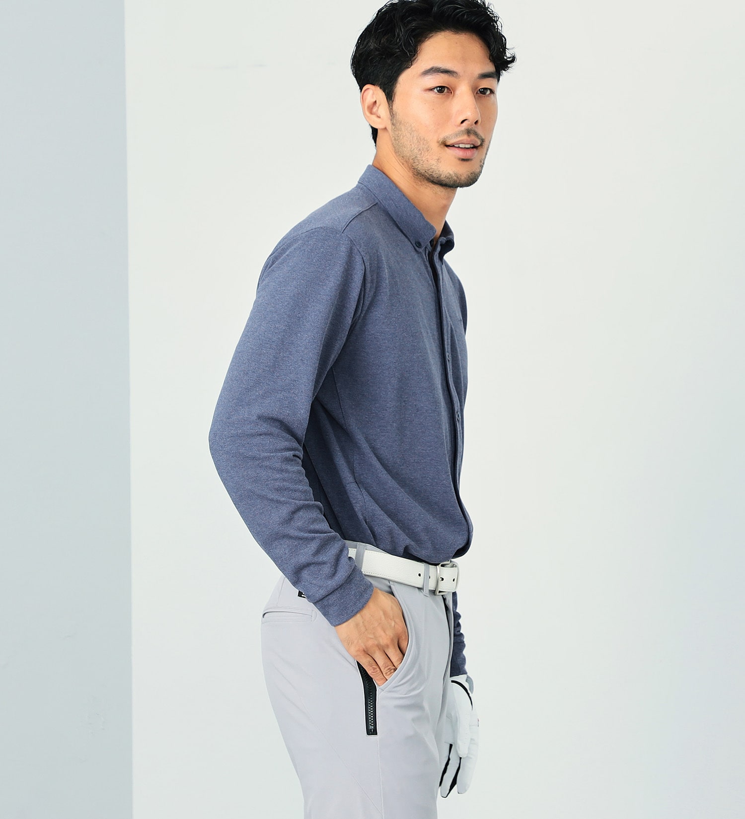 EDWIN(エドウイン)のEDWIN GOLF エドウイン ゴルフ ニットシャツ 長袖|トップス/ポロシャツ/メンズ|ネイビー