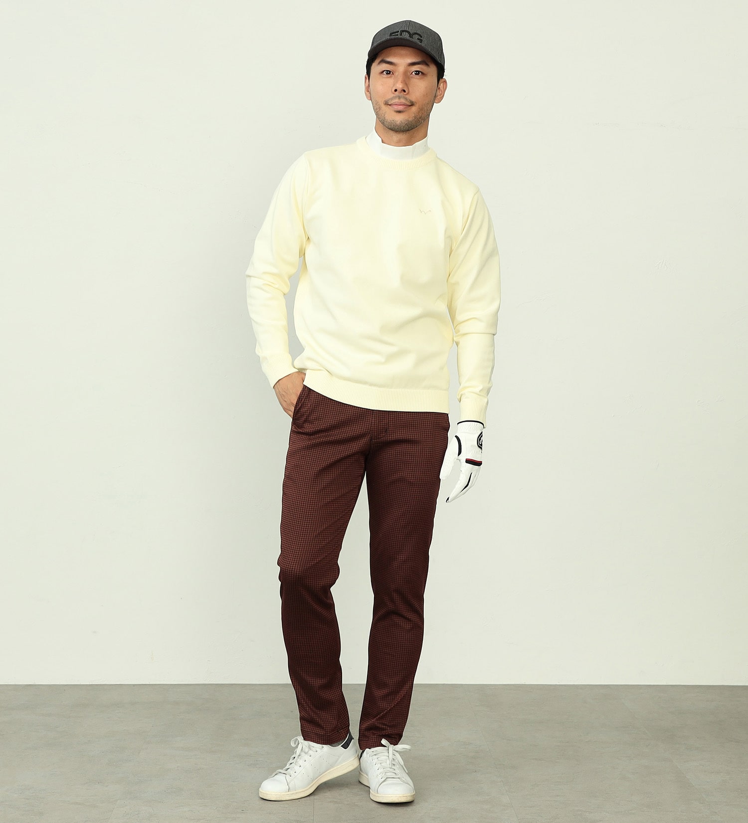 EDWIN(エドウイン)の【FINAL SALE】EDWIN　GOLF　クルーネックニット【UVカット/高ストレッチ性/吸水速乾】|トップス/ニット/セーター/メンズ|クリーム