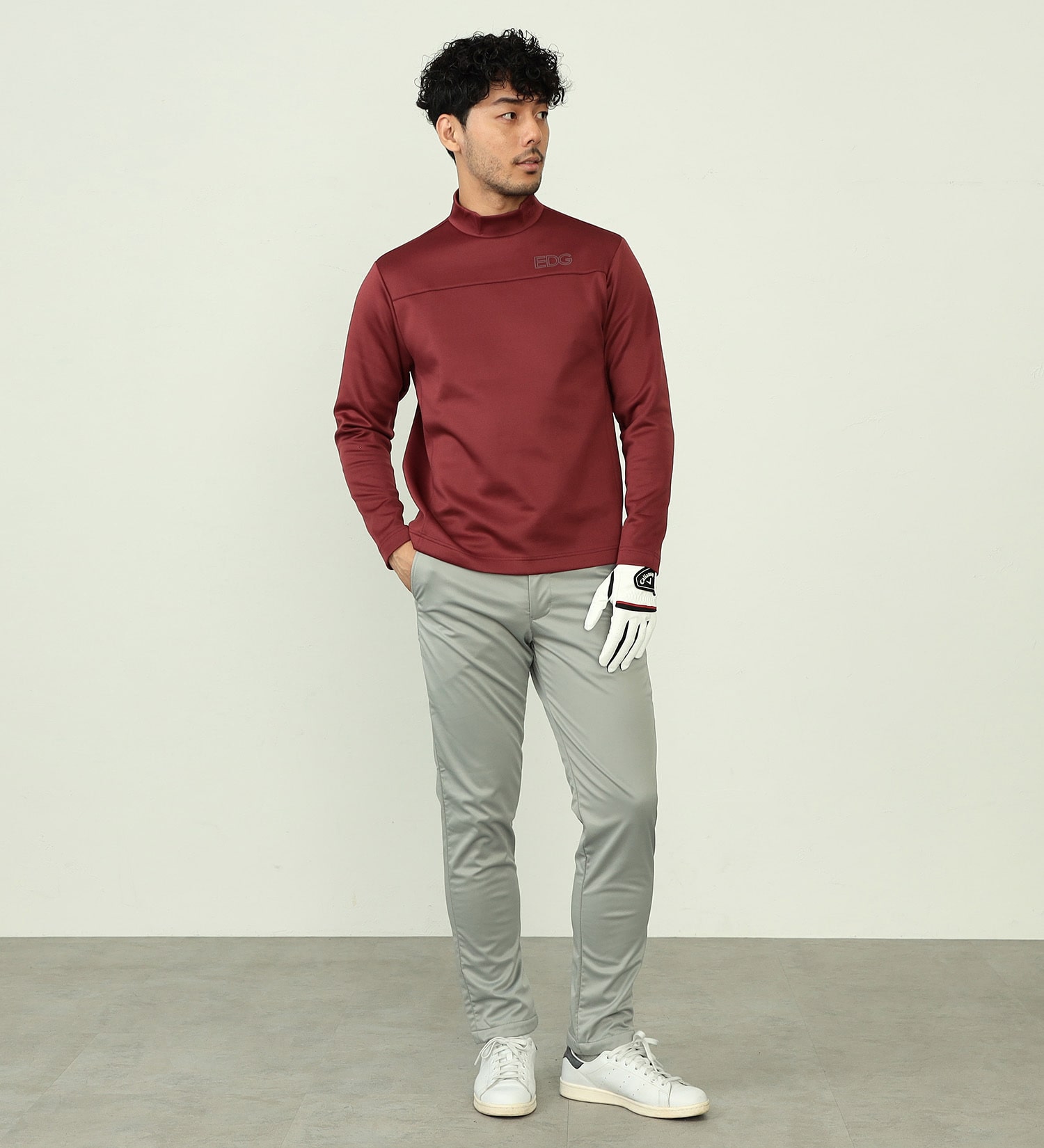 EDWIN(エドウイン)の【BLACKFRIDAY】EDWIN　GOLF　モックネックロングTシャツ　長袖【UVカット/ストレッチ】|トップス/Tシャツ/カットソー/メンズ|バーガンディー