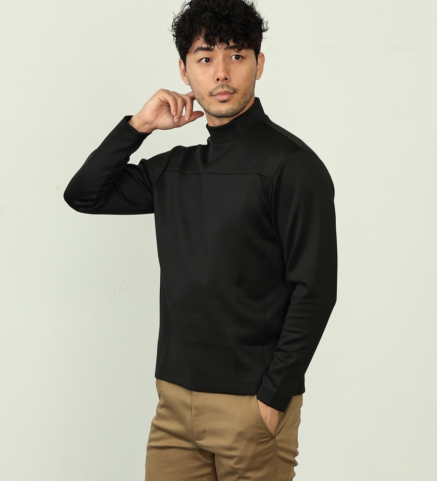 EDWIN(エドウイン)の【BLACKFRIDAY】EDWIN　GOLF　モックネックロングTシャツ　長袖【UVカット/ストレッチ】|トップス/Tシャツ/カットソー/メンズ|ブラック