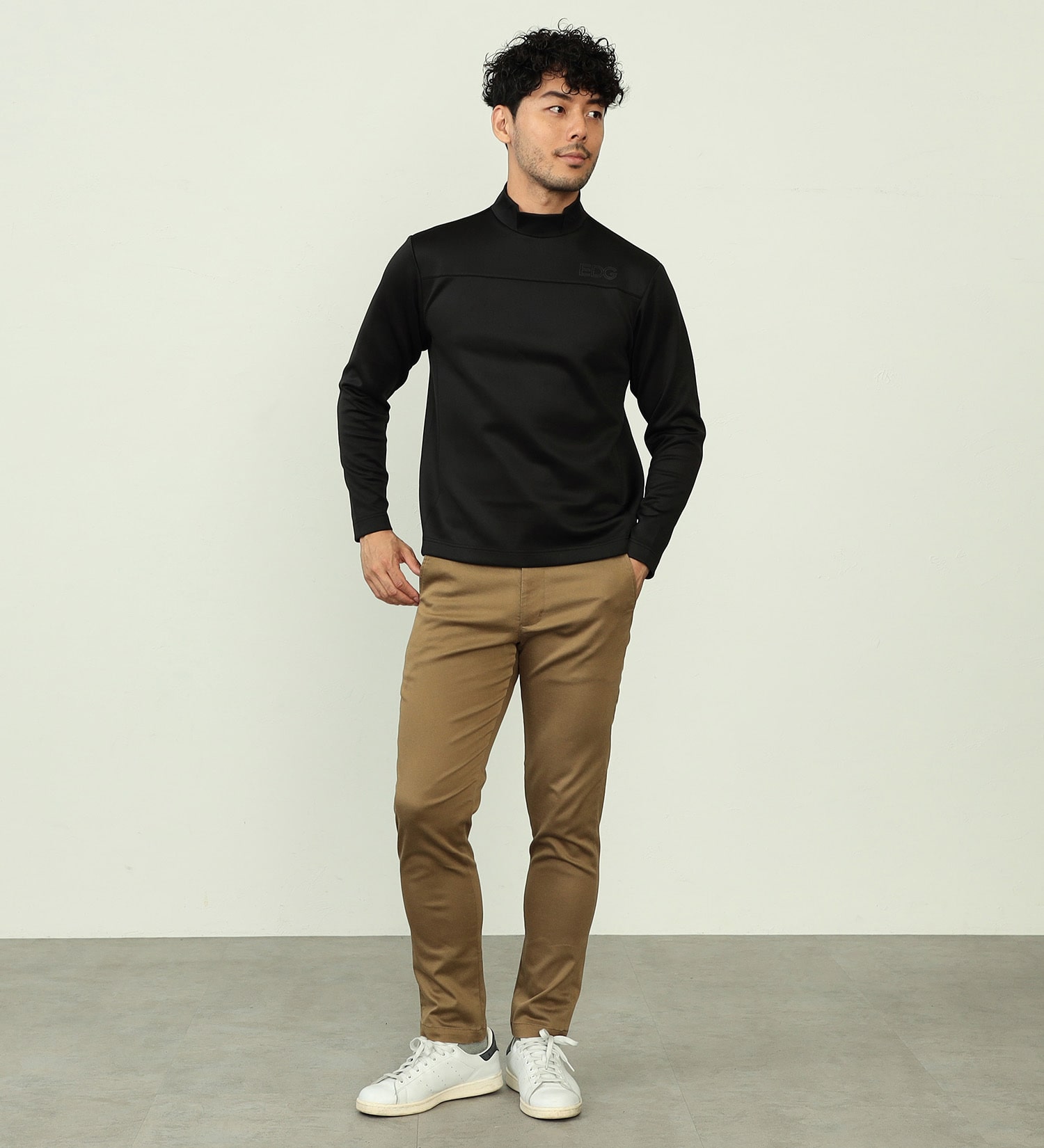 EDWIN(エドウイン)の【BLACKFRIDAY】EDWIN　GOLF　モックネックロングTシャツ　長袖【UVカット/ストレッチ】|トップス/Tシャツ/カットソー/メンズ|ブラック