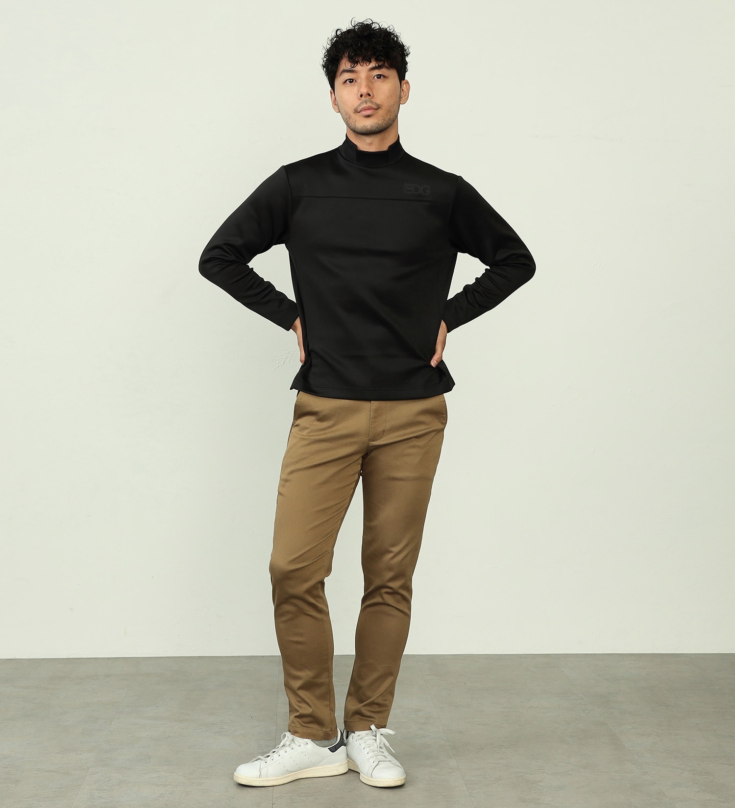 EDWIN(エドウイン)の【BLACKFRIDAY】EDWIN　GOLF　モックネックロングTシャツ　長袖【UVカット/ストレッチ】|トップス/Tシャツ/カットソー/メンズ|ブラック