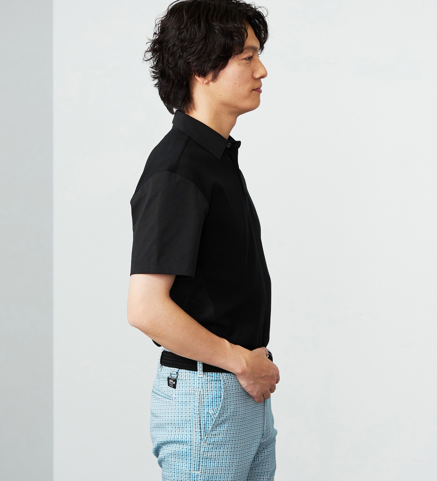 EDWIN(エドウイン)のEDWIN GOLF ミニワッフルポロシャツ半袖Tシャツ|トップス/Tシャツ/カットソー/メンズ|ブラック