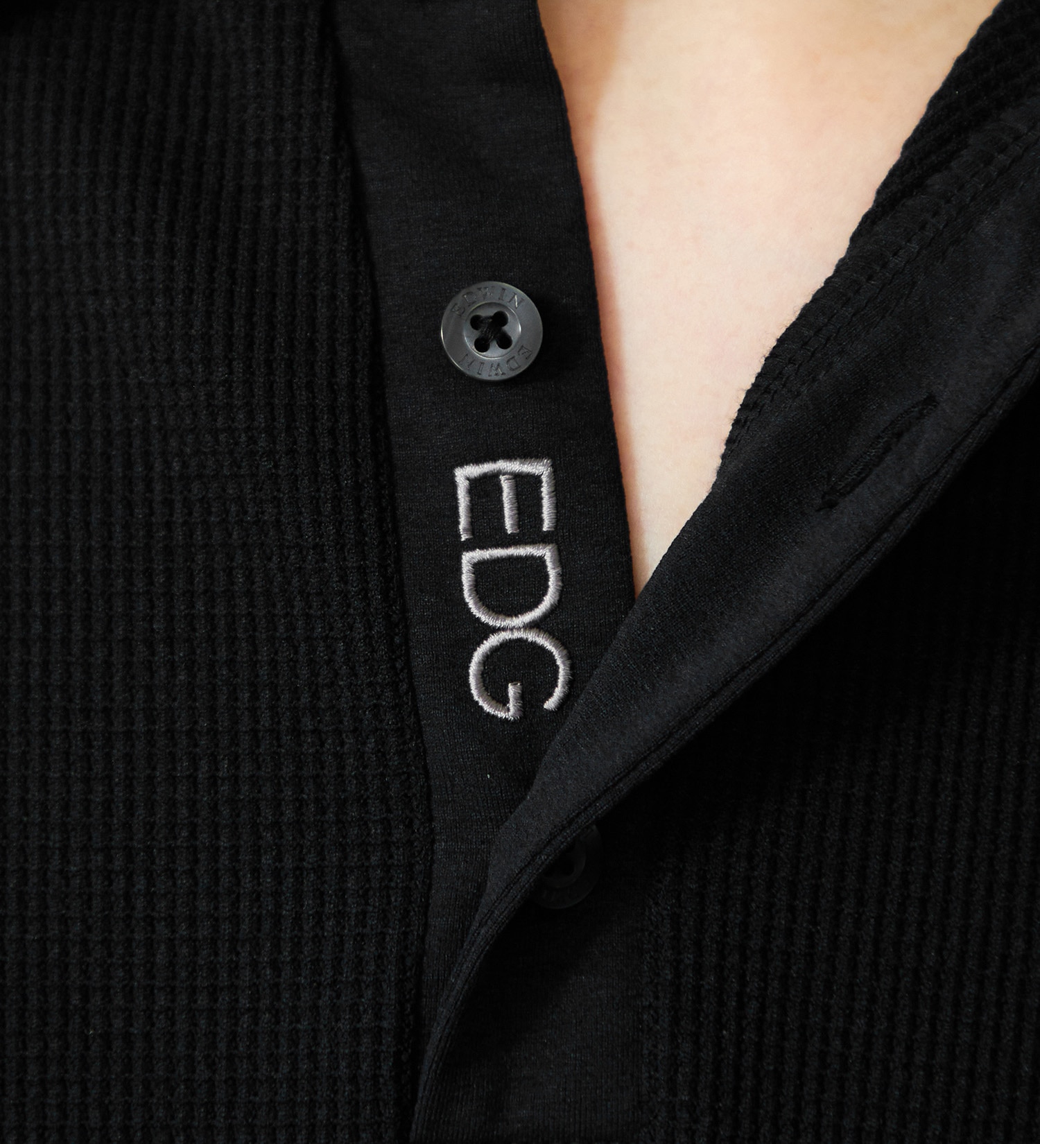 EDWIN(エドウイン)のEDWIN GOLF ミニワッフルポロシャツ半袖Tシャツ|トップス/Tシャツ/カットソー/メンズ|ブラック