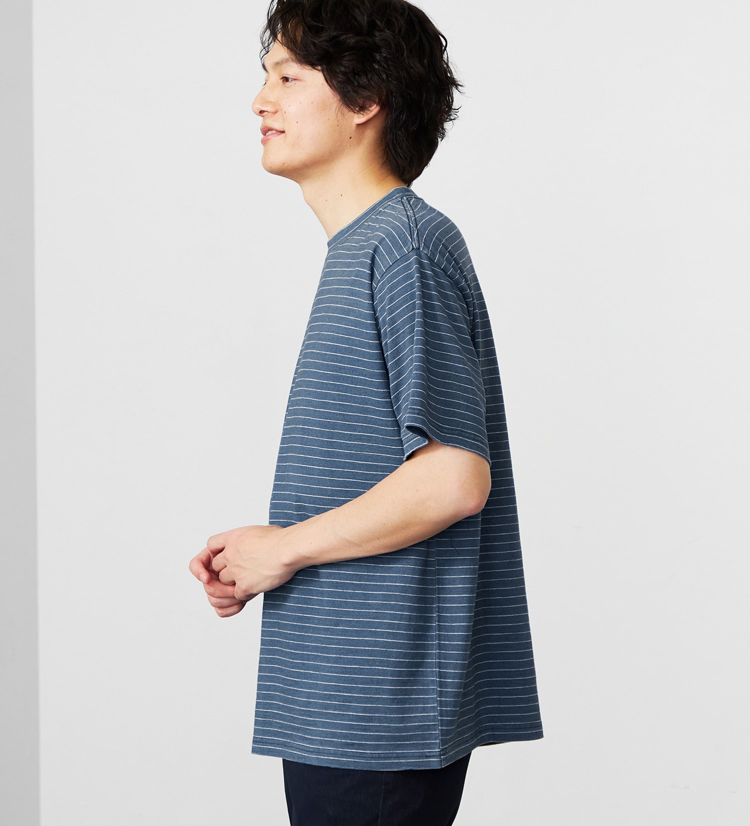 EDWIN(エドウイン)のインディゴボーダー半袖Tシャツ|トップス/Tシャツ/カットソー/メンズ|中色ブルー
