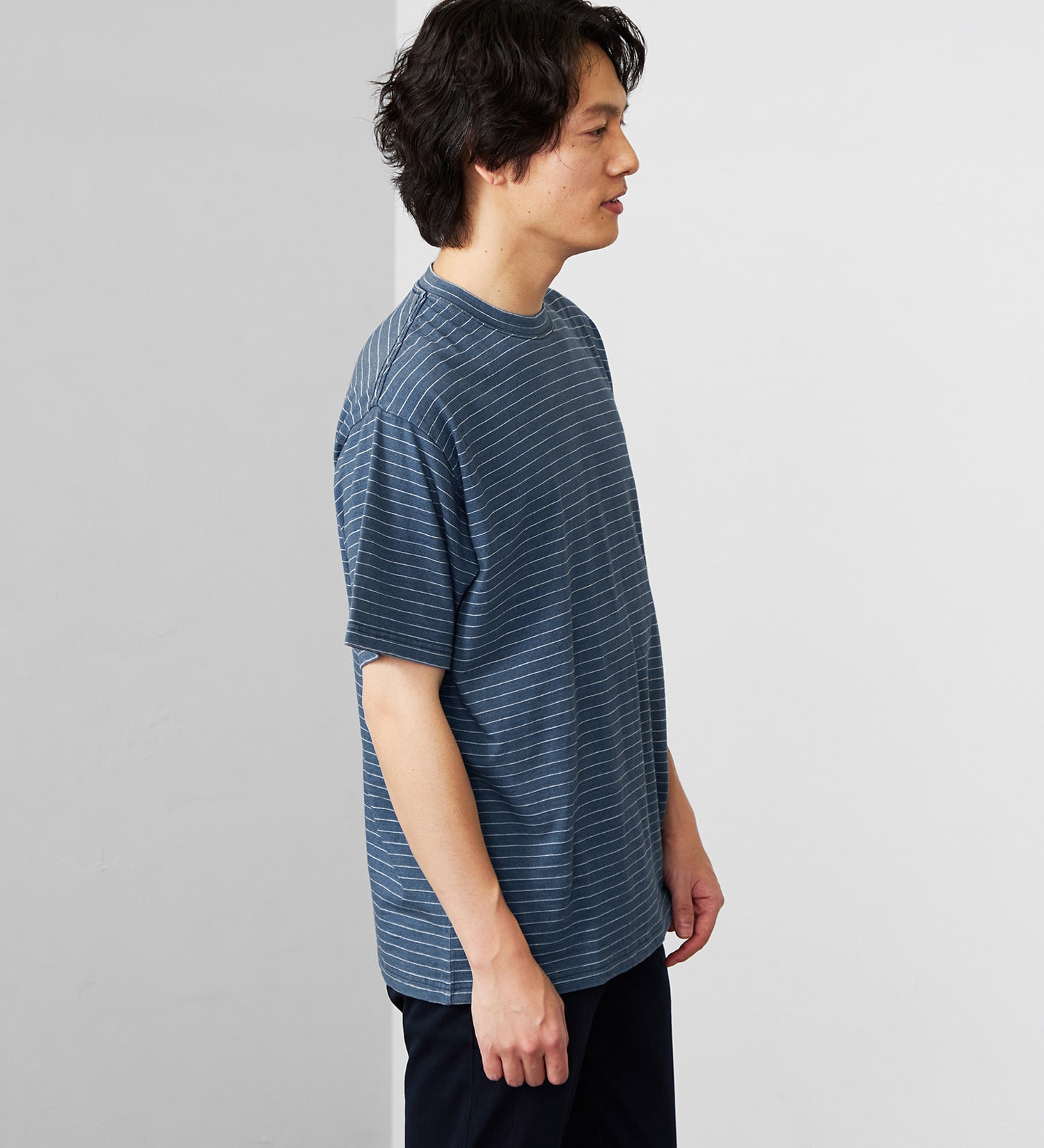 EDWIN(エドウイン)のインディゴボーダー半袖Tシャツ|トップス/Tシャツ/カットソー/メンズ|中色ブルー