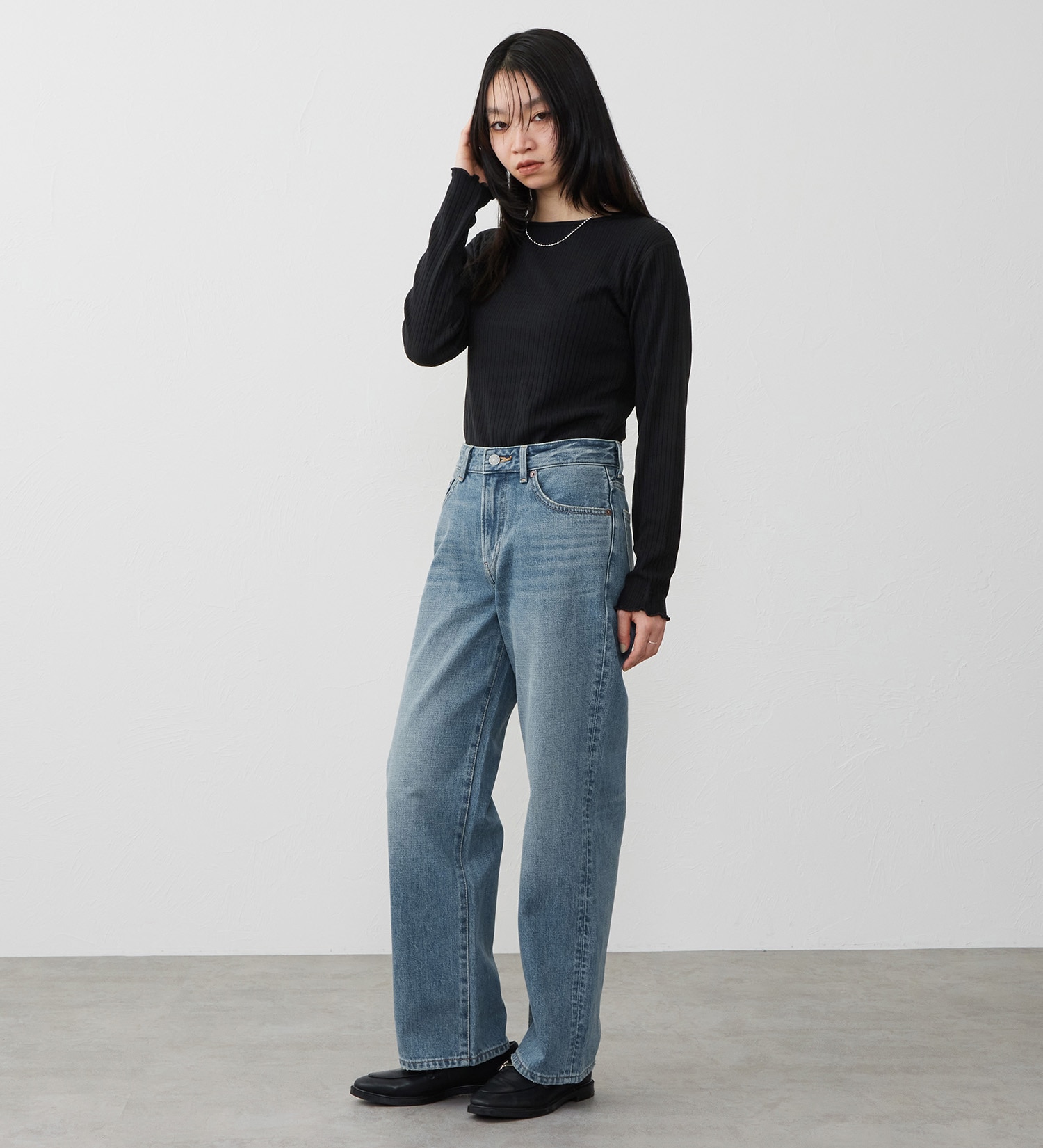 EDWIN(エドウイン)の【試着対象】ルーズストレート デニムパンツ ジーンズ|パンツ/デニム / ジーンズパンツ/レディース|淡色ブルー