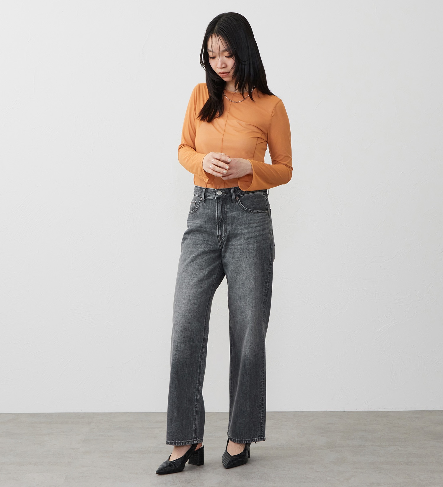 EDWIN(エドウイン)の【試着対象】ルーズストレート デニムパンツ ジーンズ|パンツ/デニム / ジーンズパンツ/レディース|ブラックデニム