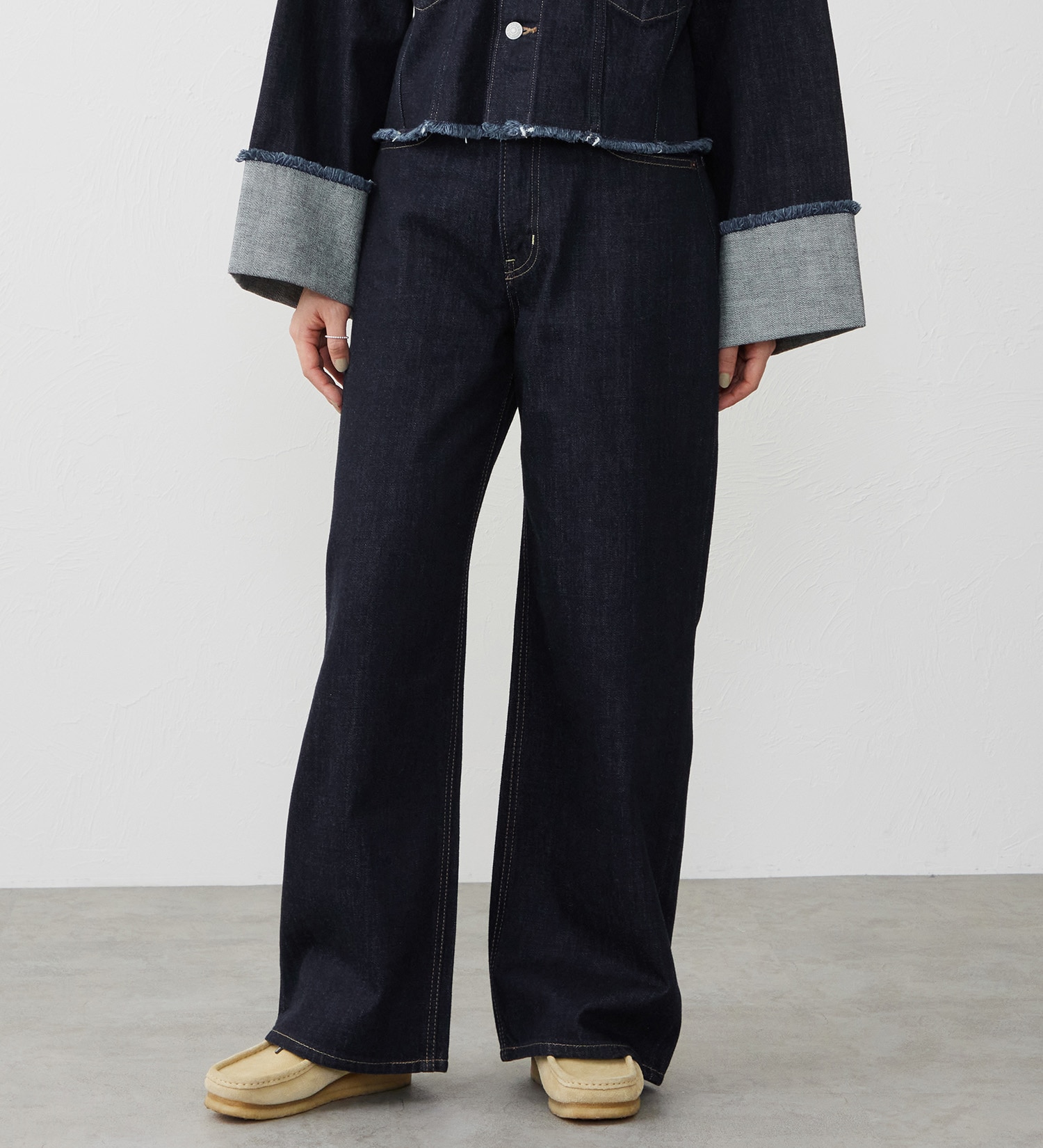 EDWIN(エドウイン)の【試着対象】ワイドストレート デニムパンツ ジーンズ|パンツ/デニム / ジーンズパンツ/レディース|インディゴブルー