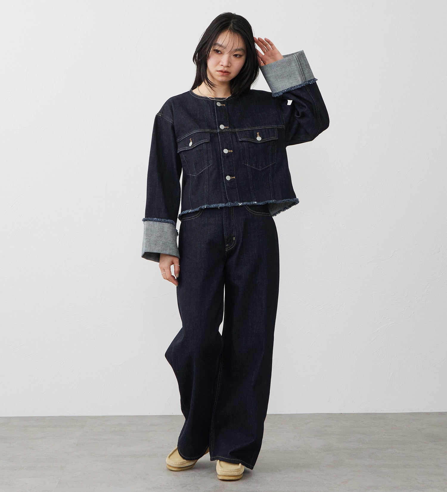 EDWIN(エドウイン)の【試着対象】ワイドストレート デニムパンツ ジーンズ|パンツ/デニム / ジーンズパンツ/レディース|インディゴブルー