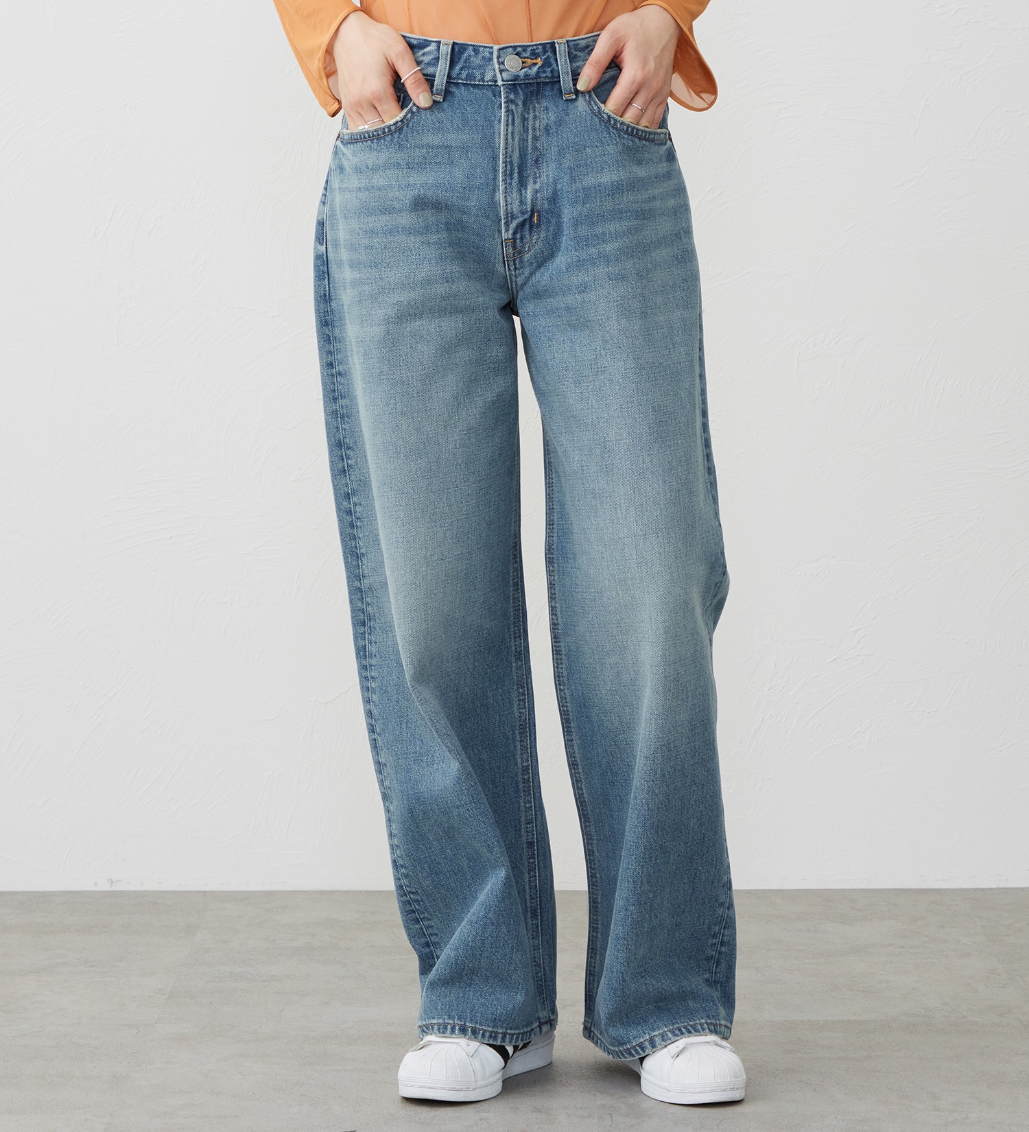 EDWIN(エドウイン)の【試着対象】ワイドストレート デニムパンツ ジーンズ|パンツ/デニム / ジーンズパンツ/レディース|淡色ブルー