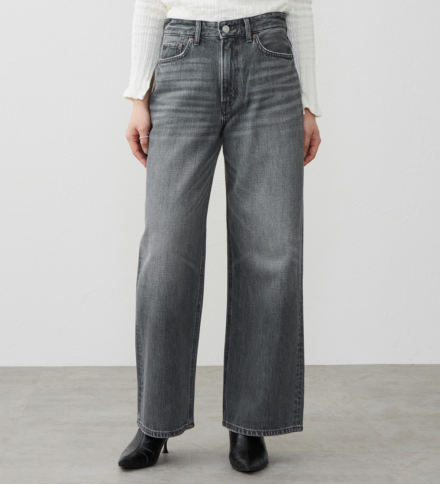 EDWIN(エドウイン)の【試着対象】ワイドストレート デニムパンツ ジーンズ|パンツ/デニム / ジーンズパンツ/レディース|ブラックデニム