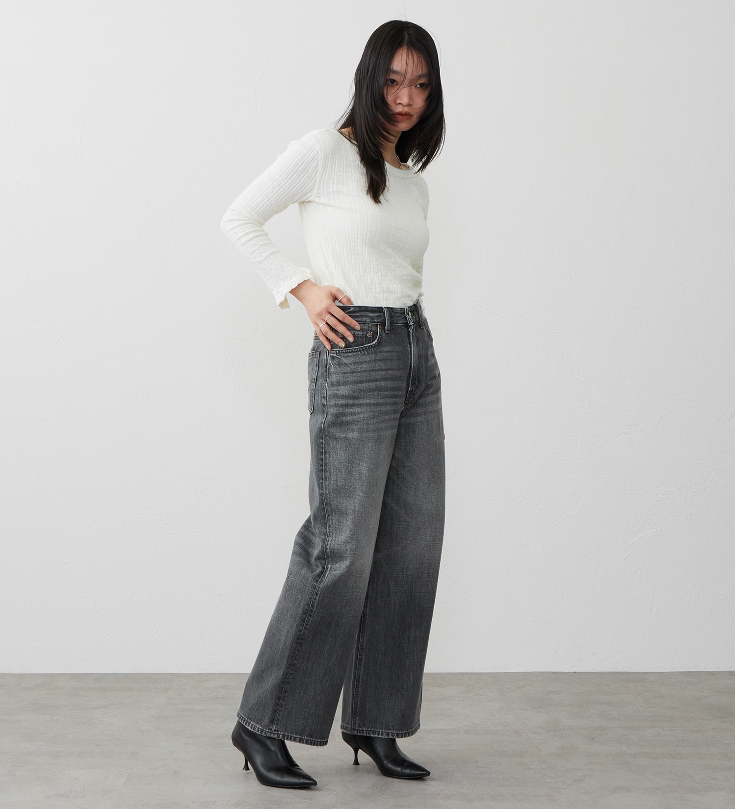 EDWIN(エドウイン)の【試着対象】ワイドストレート デニムパンツ ジーンズ|パンツ/デニム / ジーンズパンツ/レディース|ブラックデニム