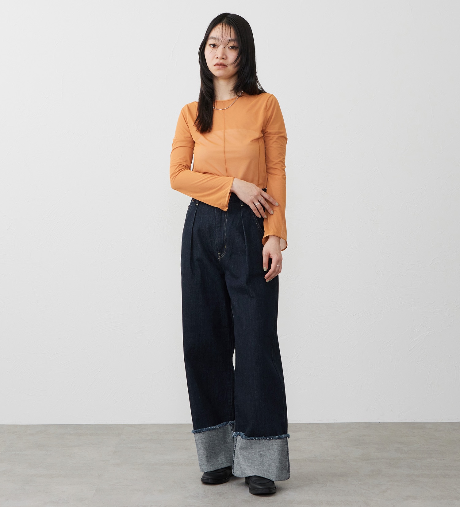 EDWIN(エドウイン)の【試着対象】ロールアップ ストレート デニムパンツ ジーンズ|パンツ/デニム / ジーンズパンツ/レディース|インディゴブルー