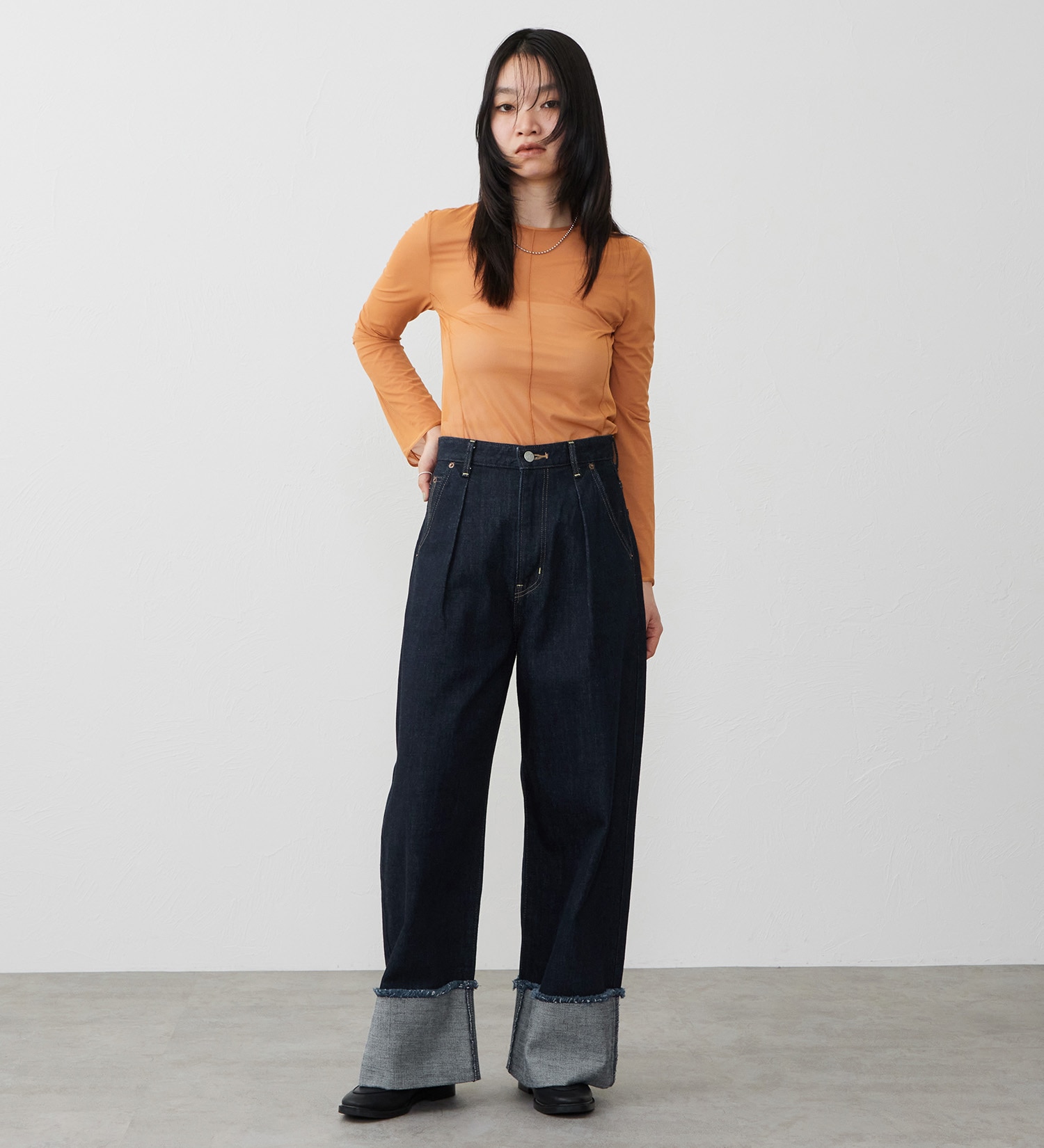 EDWIN(エドウイン)の【試着対象】ロールアップ ストレート デニムパンツ ジーンズ|パンツ/デニム / ジーンズパンツ/レディース|インディゴブルー