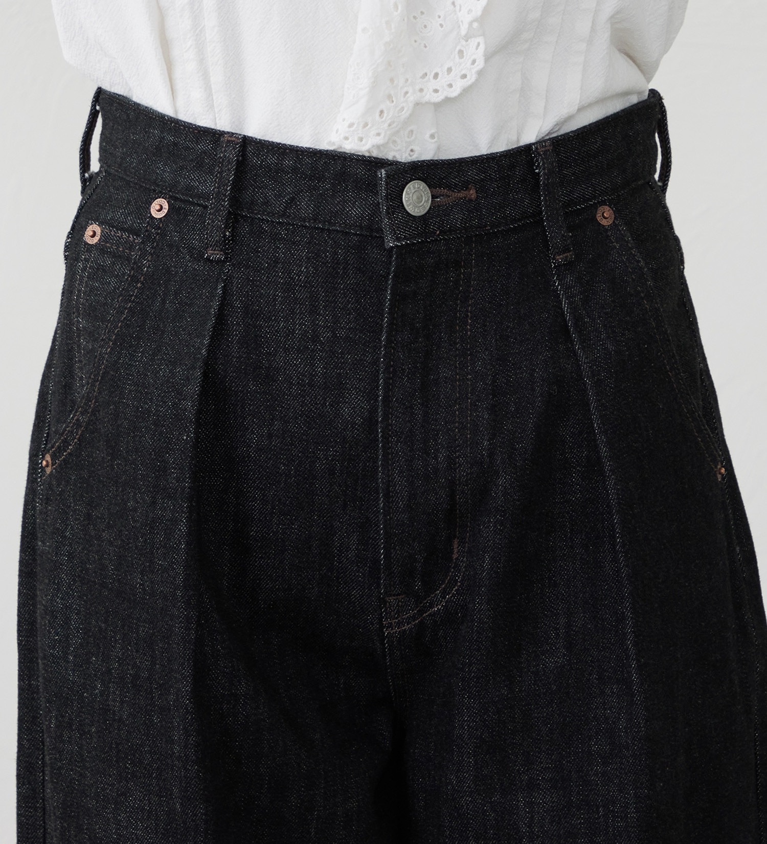 EDWIN(エドウイン)の【試着対象】ロールアップ ストレート デニムパンツ ジーンズ|パンツ/デニム / ジーンズパンツ/レディース|ブラックデニム