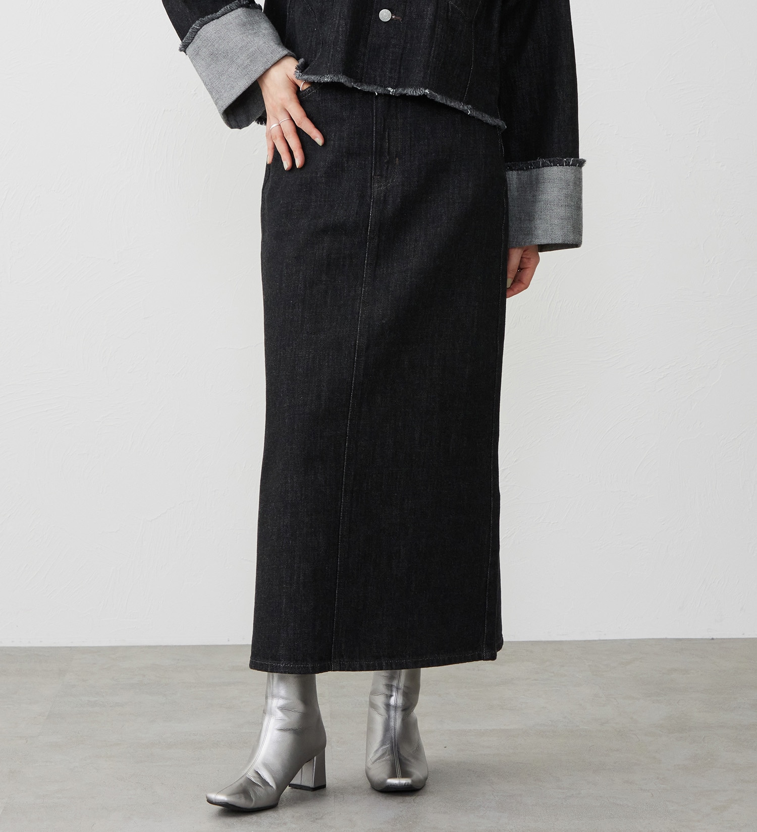 EDWIN(エドウイン)の【試着対象】デニムロングスカート|スカート/デニムスカート/レディース|ブラックデニム