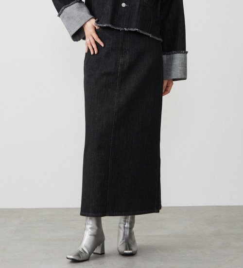 EDWIN(エドウイン)の【試着対象】デニムロングスカート|スカート/デニムスカート/レディース|ブラックデニム