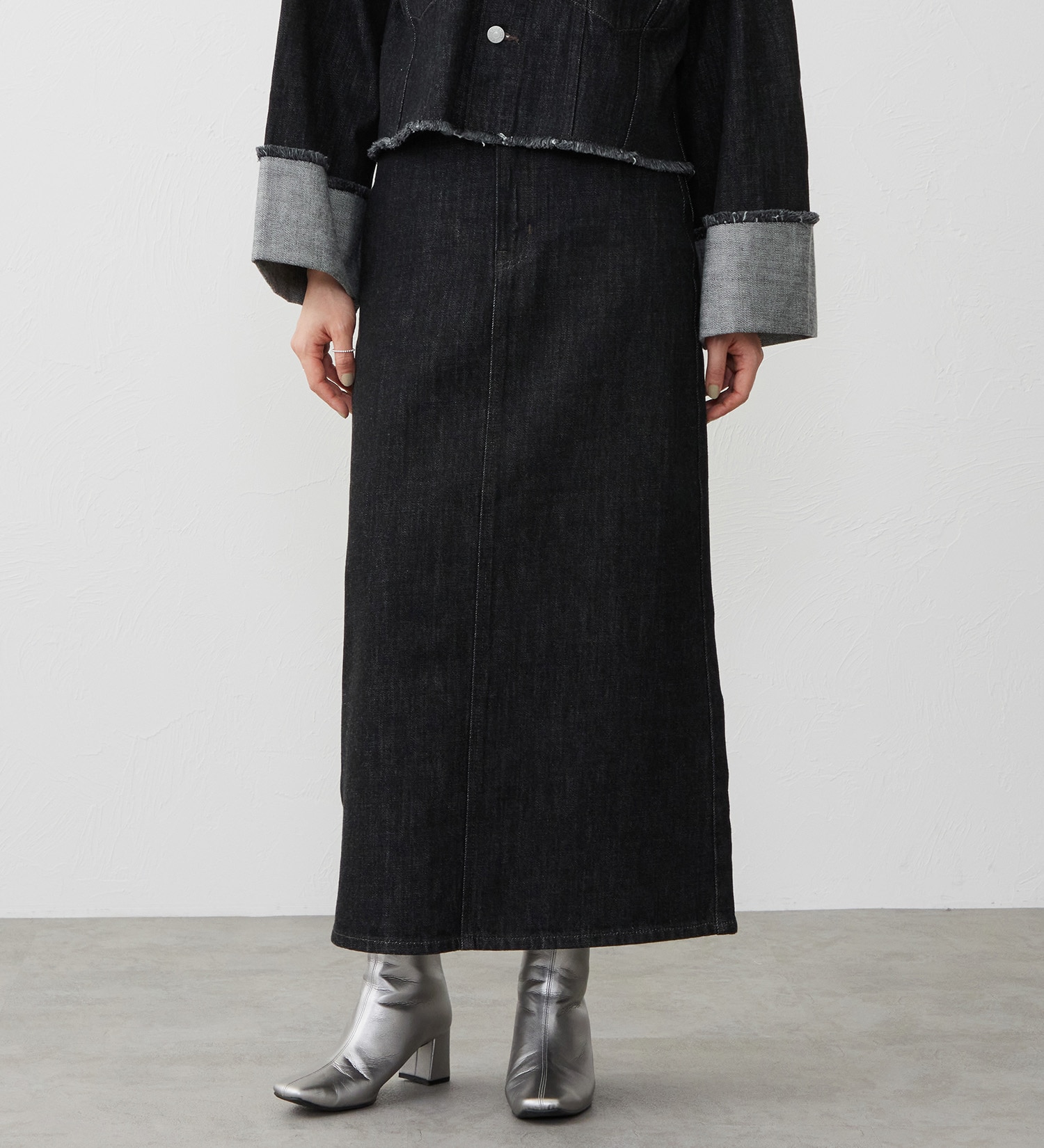 EDWIN(エドウイン)の【試着対象】デニムロングスカート|スカート/デニムスカート/レディース|ブラックデニム