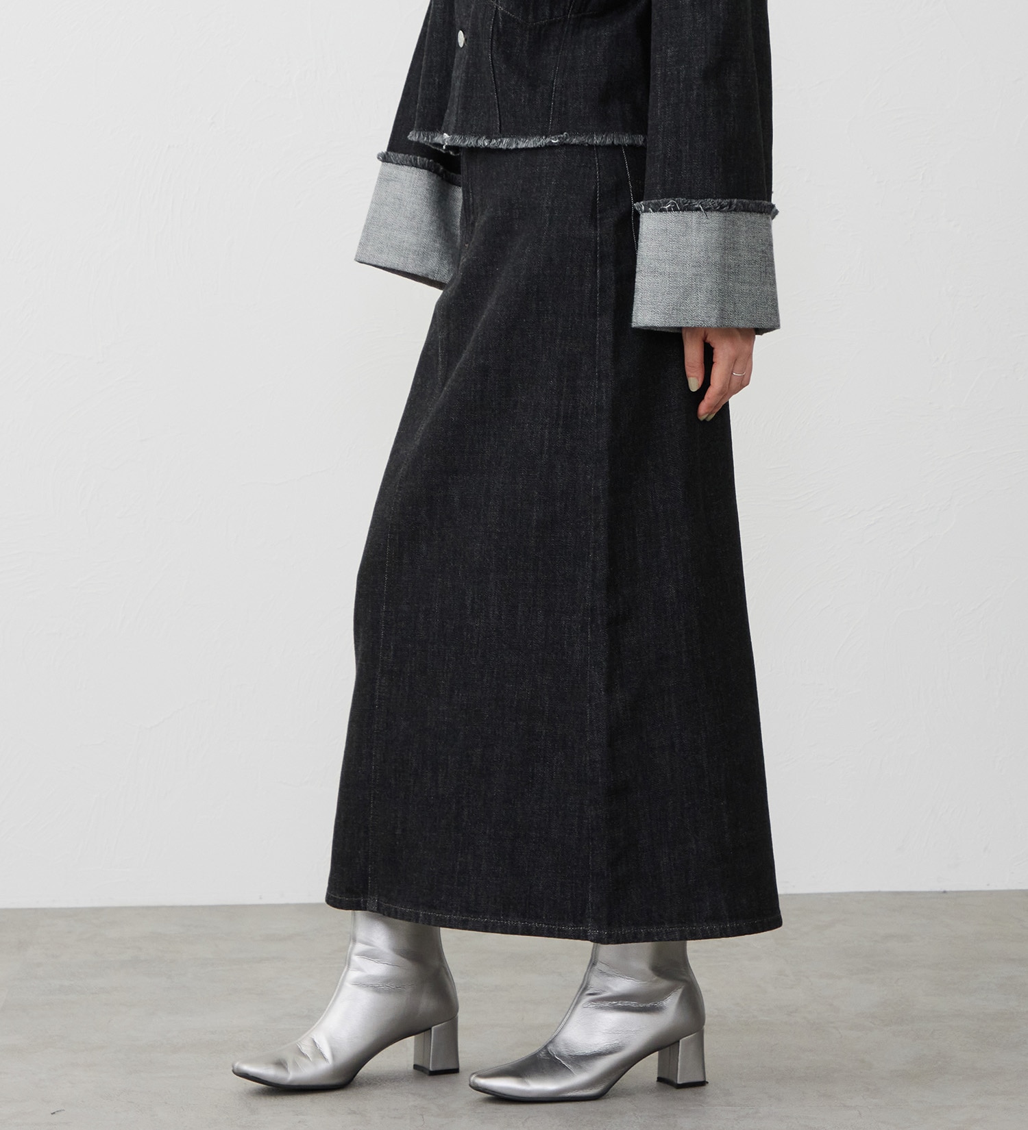 EDWIN(エドウイン)の【試着対象】デニムロングスカート|スカート/デニムスカート/レディース|ブラックデニム