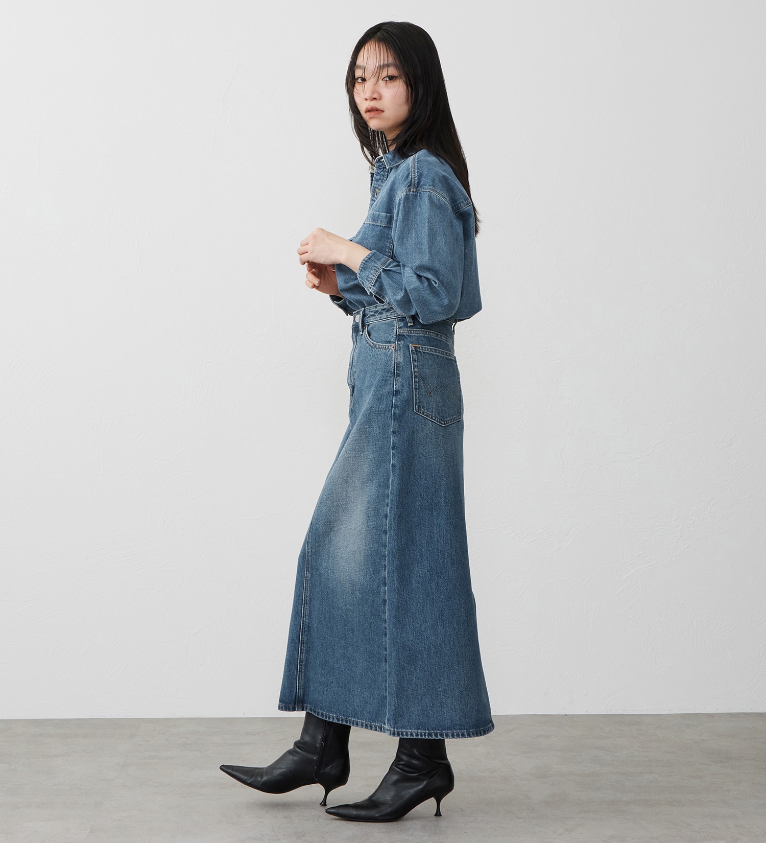 EDWIN(エドウイン)の【試着対象】デニムロングスカート|スカート/デニムスカート/レディース|淡色ブルー