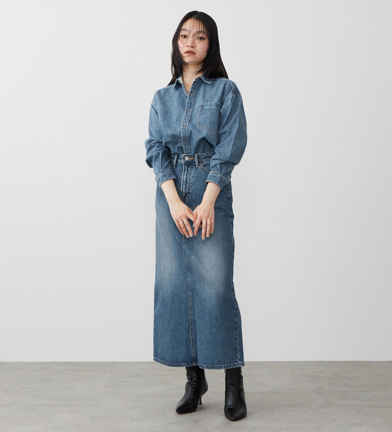 EDWIN(エドウイン)の【試着対象】デニムロングスカート|スカート/デニムスカート/レディース|淡色ブルー