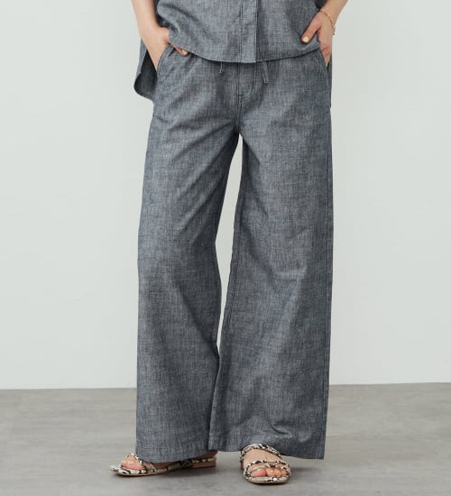 EDWIN LADIES【大きいサイズ】デニム イージーワイドパンツ