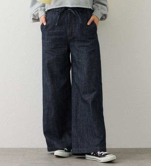 EDWIN LADIES リネンブレンド イージーワイドデニムパンツ