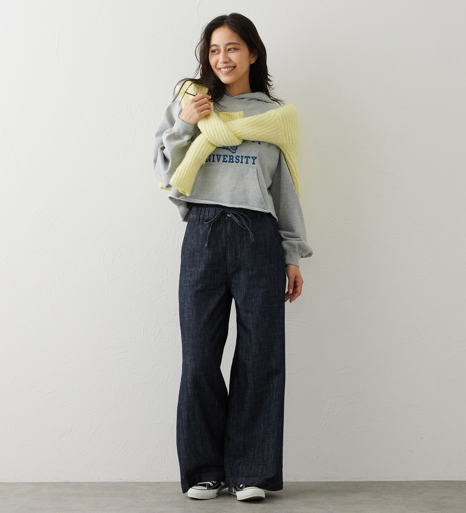 EDWIN(エドウイン)のEDWIN LADIES リネンブレンド イージーワイドデニムパンツ|パンツ/デニム / ジーンズパンツ/レディース|インディゴブルー