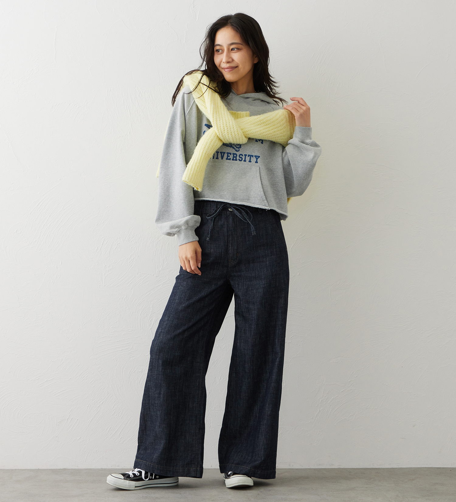 EDWIN(エドウイン)のEDWIN LADIES リネンブレンド イージーワイドデニムパンツ|パンツ/デニム / ジーンズパンツ/レディース|インディゴブルー