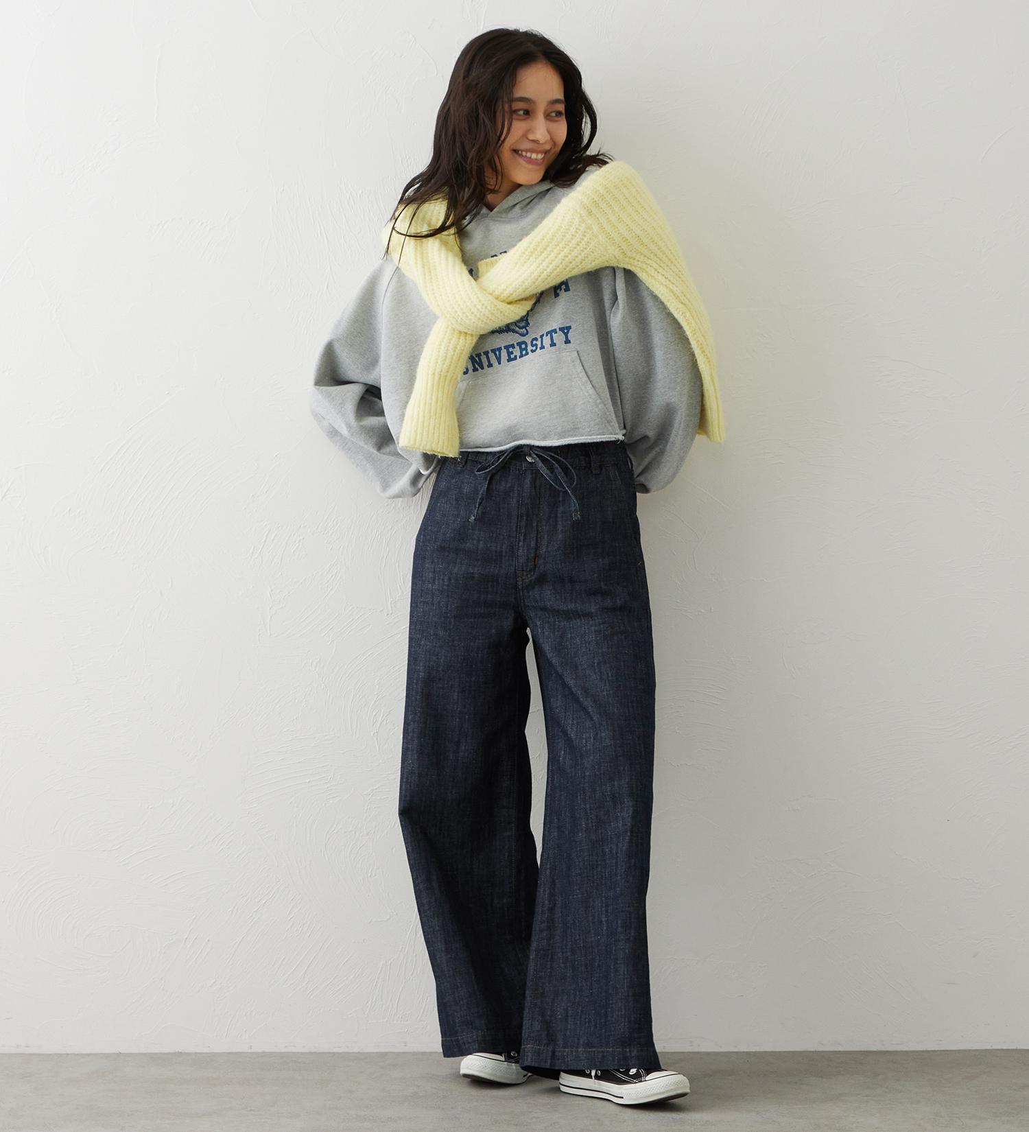 EDWIN(エドウイン)のEDWIN LADIES リネンブレンド イージーワイドデニムパンツ|パンツ/デニム / ジーンズパンツ/レディース|インディゴブルー