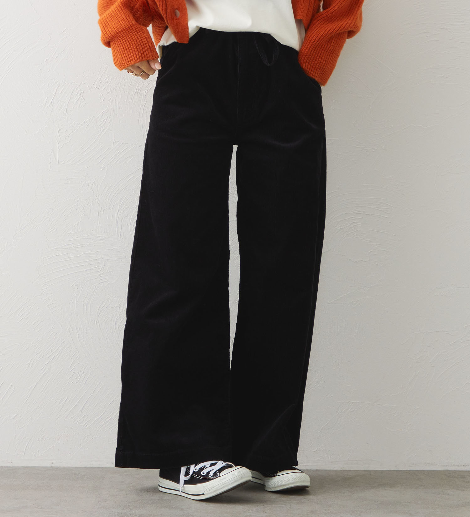 EDWIN(エドウイン)のEDWIN LADIES ノンストレッチ コーデュロイ イージーワイドパンツ|パンツ/パンツ/レディース|ブラック