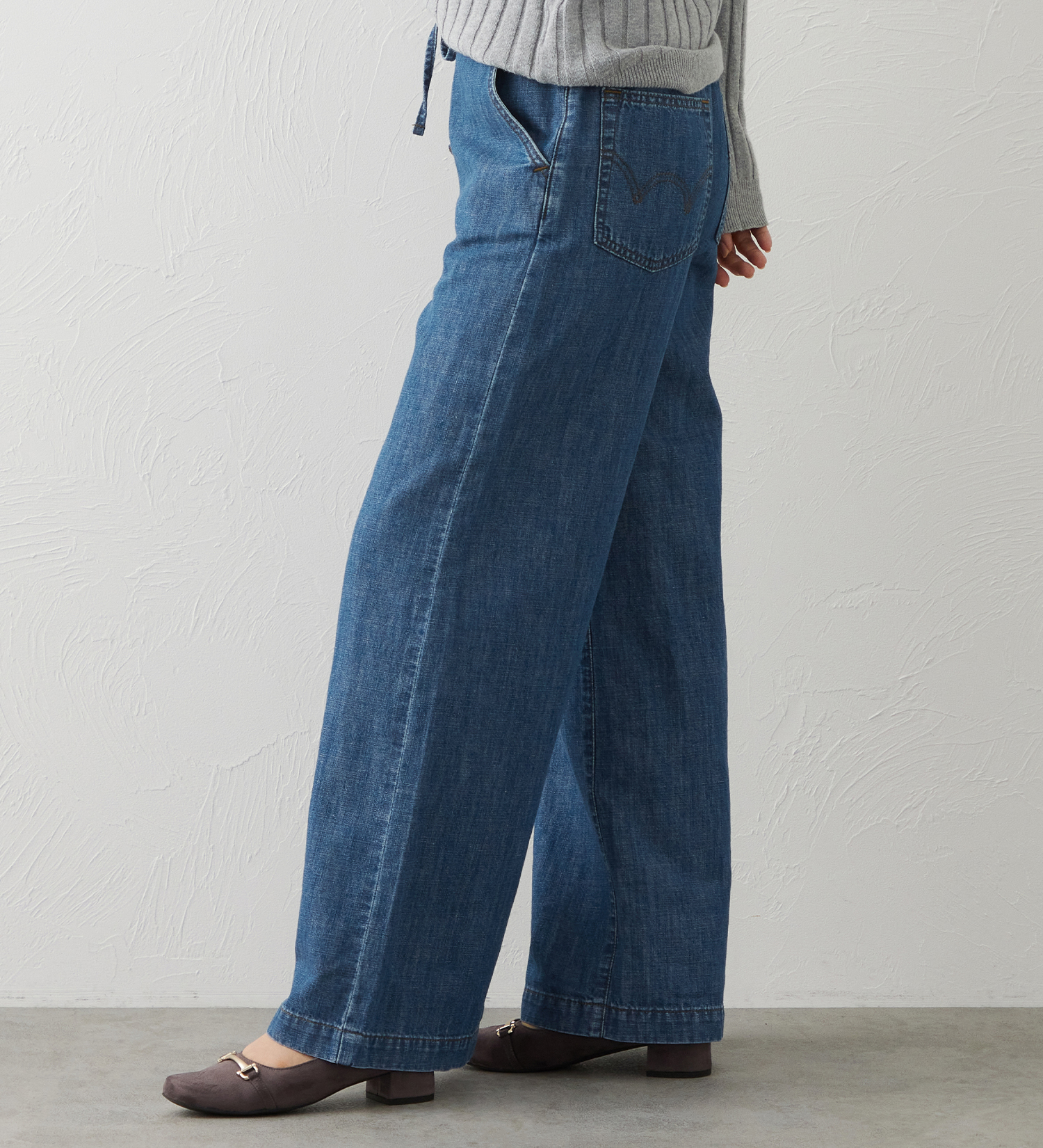 EDWIN(エドウイン)のEDWIN LADIES リネンブレンド イージーワイドデニムパンツ|パンツ/デニム / ジーンズパンツ/レディース|淡色ブルー