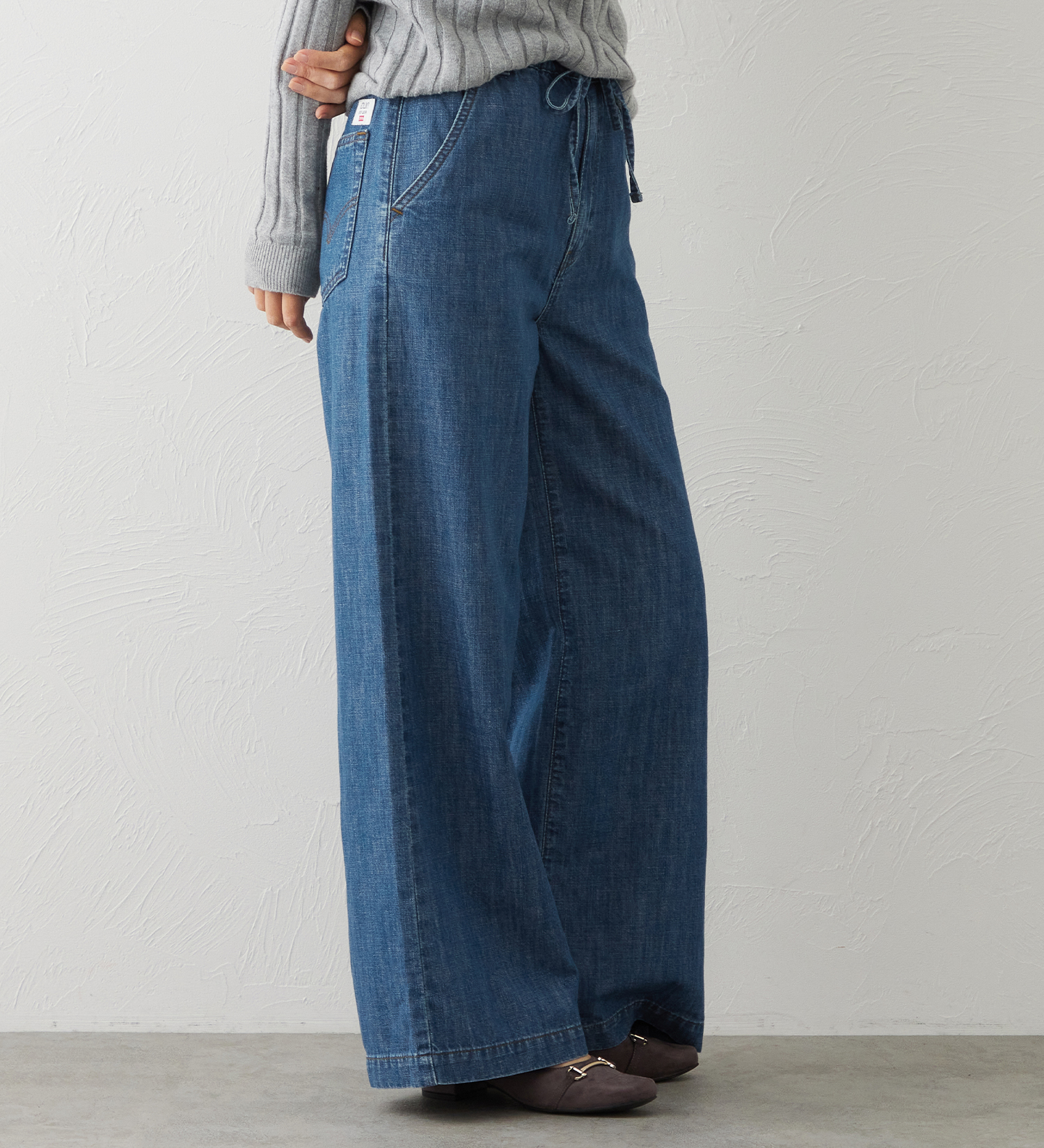 EDWIN(エドウイン)のEDWIN LADIES リネンブレンド イージーワイドデニムパンツ|パンツ/デニム / ジーンズパンツ/レディース|淡色ブルー
