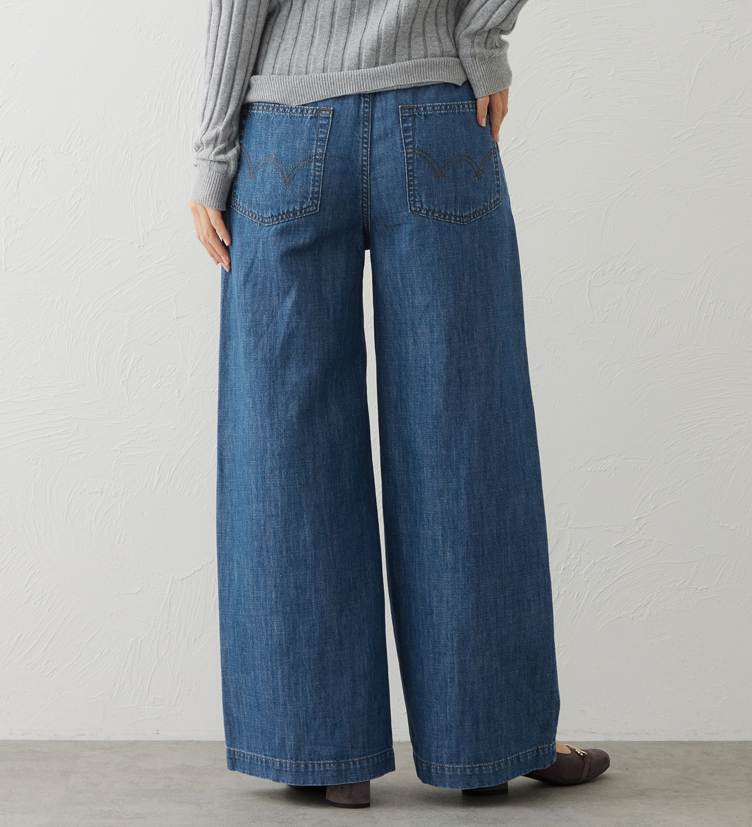 EDWIN(エドウイン)のEDWIN LADIES リネンブレンド イージーワイドデニムパンツ|パンツ/デニム / ジーンズパンツ/レディース|淡色ブルー