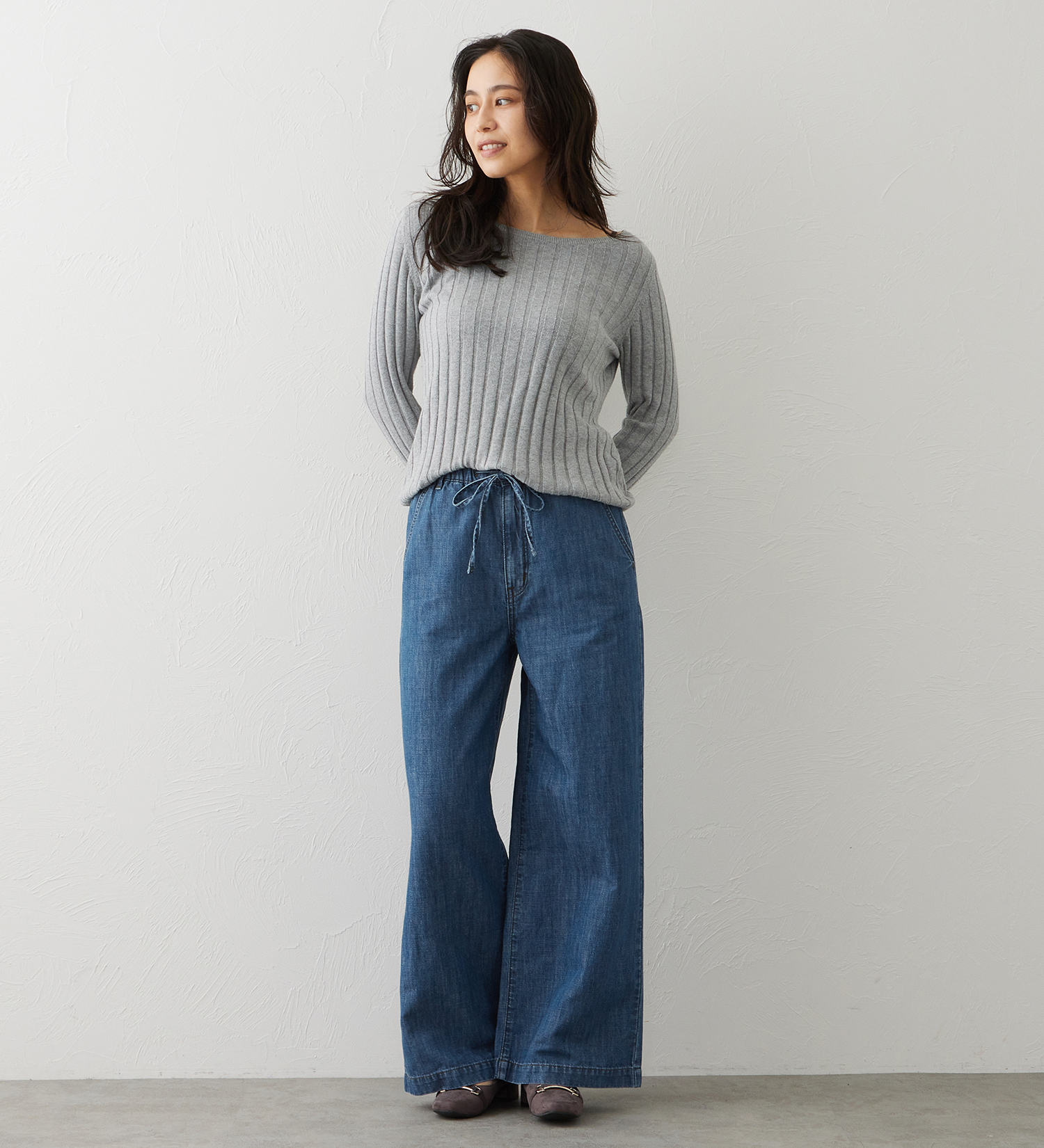 EDWIN(エドウイン)のEDWIN LADIES リネンブレンド イージーワイドデニムパンツ|パンツ/デニム / ジーンズパンツ/レディース|淡色ブルー