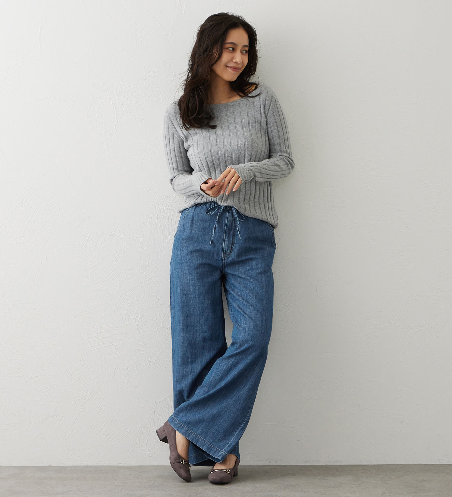 EDWIN(エドウイン)のEDWIN LADIES リネンブレンド イージーワイドデニムパンツ|パンツ/デニム / ジーンズパンツ/レディース|淡色ブルー