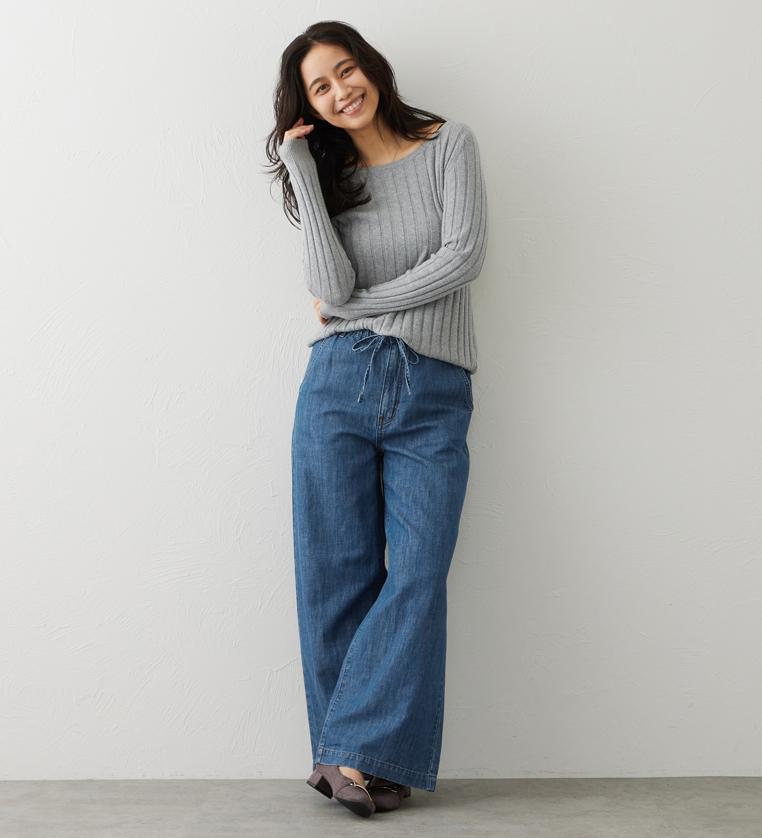 EDWIN(エドウイン)のEDWIN LADIES リネンブレンド イージーワイドデニムパンツ|パンツ/デニム / ジーンズパンツ/レディース|淡色ブルー