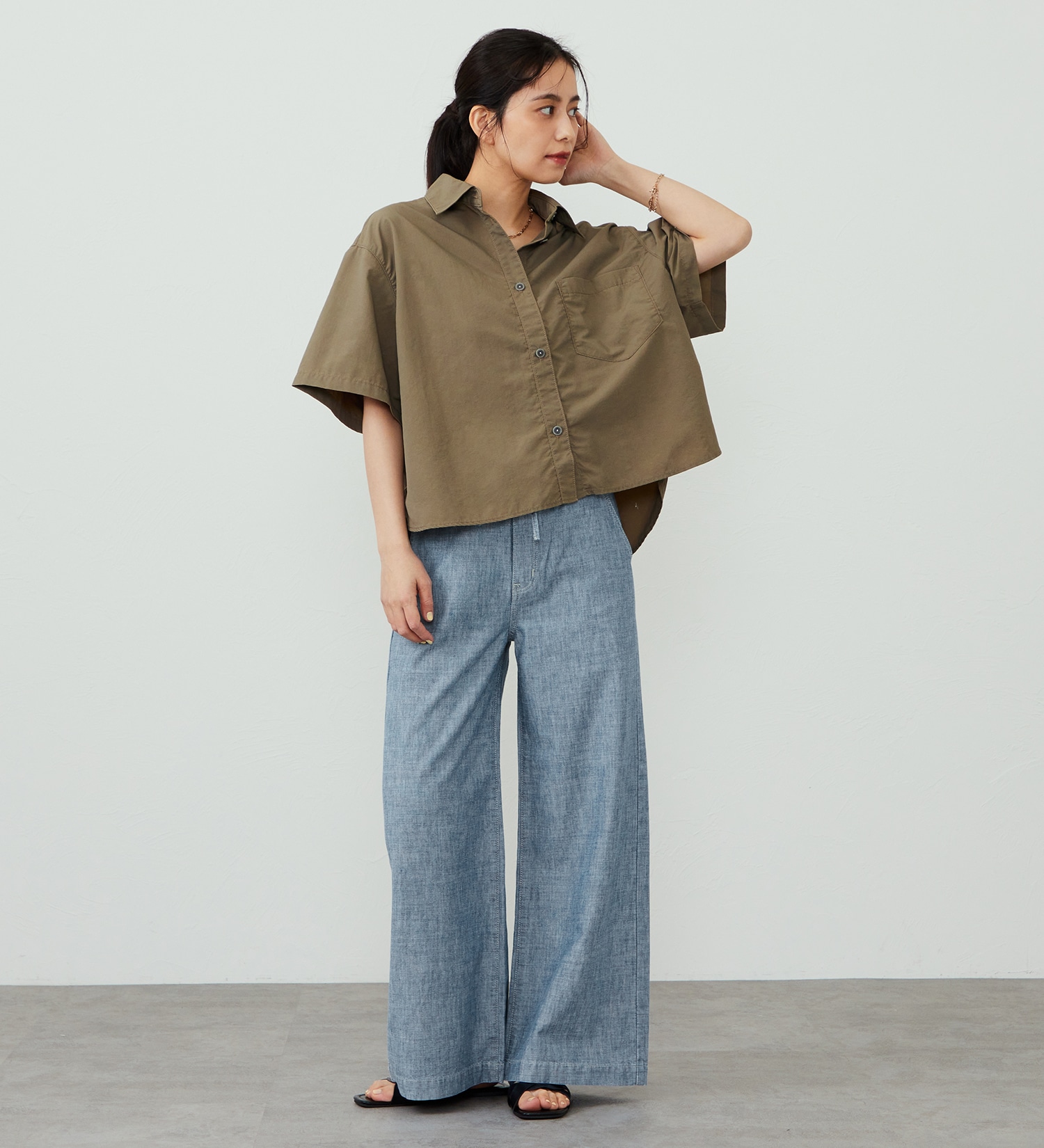 EDWIN(エドウイン)の【試着対象】EDWIN LADIES デニム イージーワイドパンツ|パンツ/デニム / ジーンズパンツ/レディース|中色ブルー