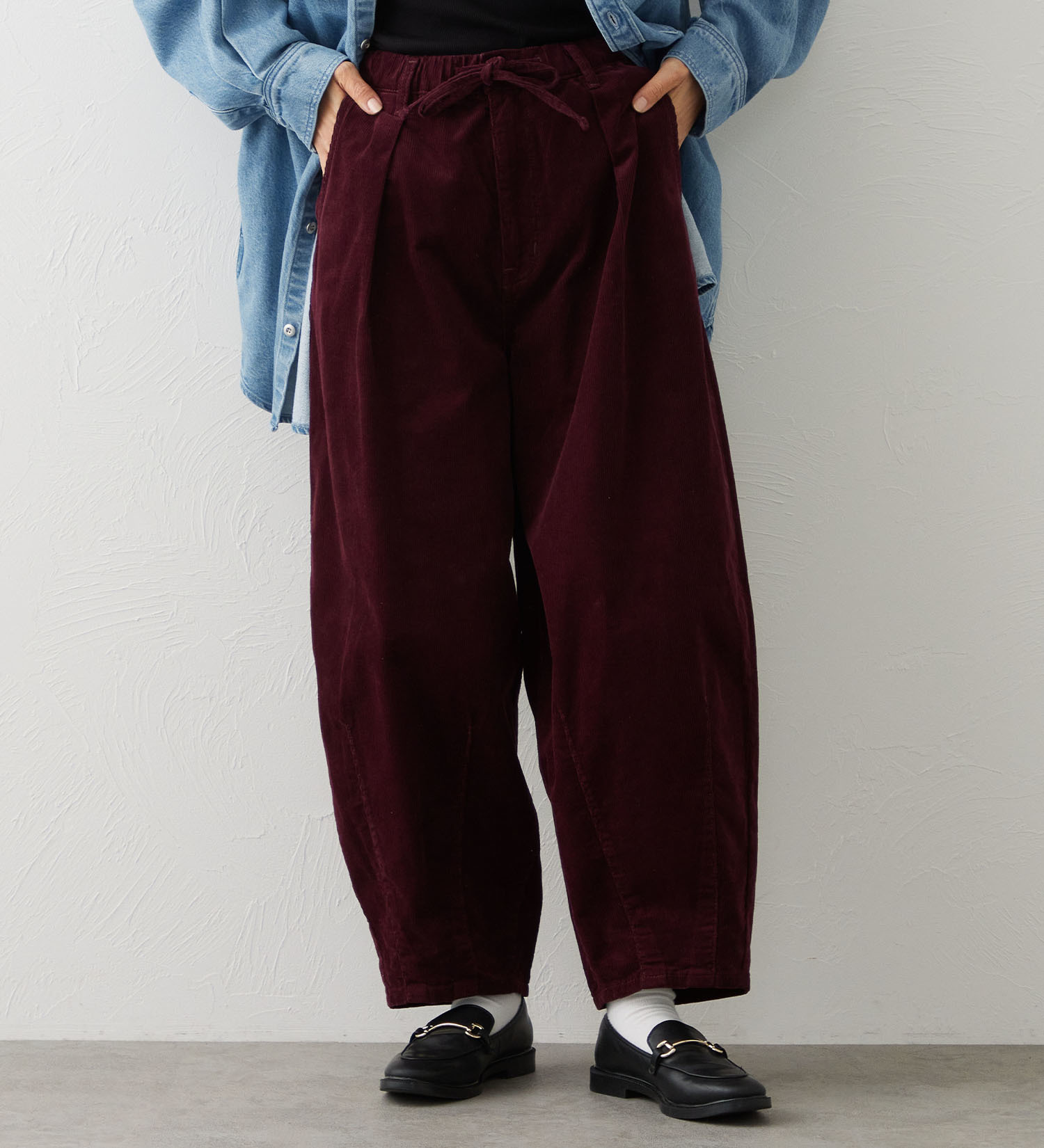 EDWIN(エドウイン)のEDWIN LADIES ノンストレッチ コーデュロイ イージーサーカスワイドパンツ|パンツ/パンツ/レディース|バーガンディー