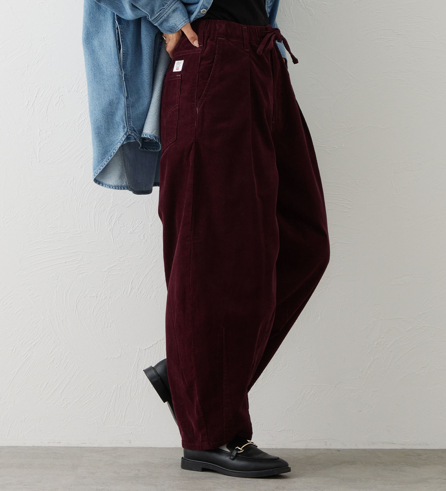 EDWIN(エドウイン)のEDWIN LADIES ノンストレッチ コーデュロイ イージーサーカスワイドパンツ|パンツ/パンツ/レディース|バーガンディー