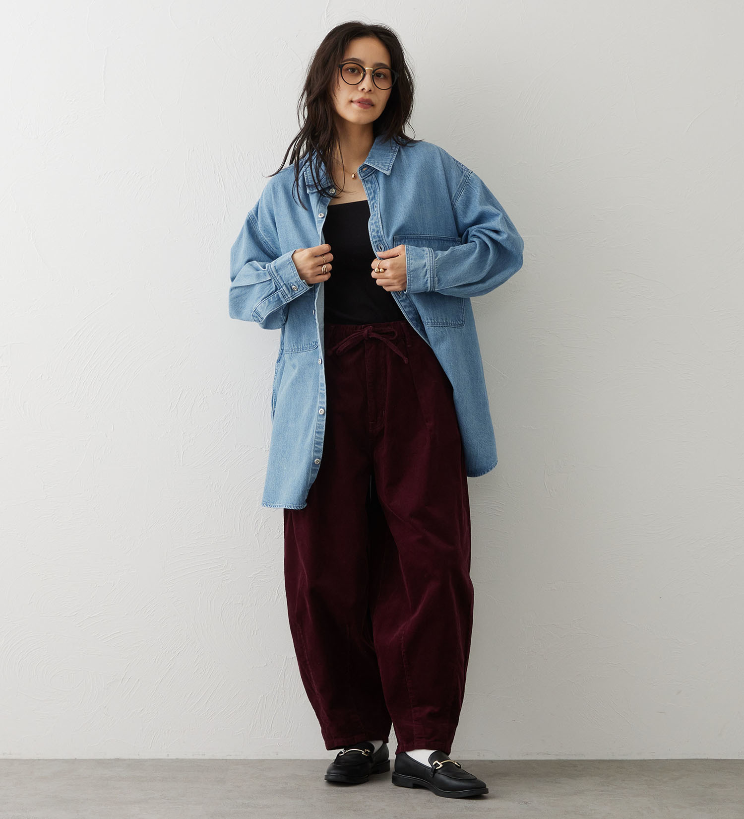 EDWIN(エドウイン)のEDWIN LADIES ノンストレッチ コーデュロイ イージーサーカスワイドパンツ|パンツ/パンツ/レディース|バーガンディー
