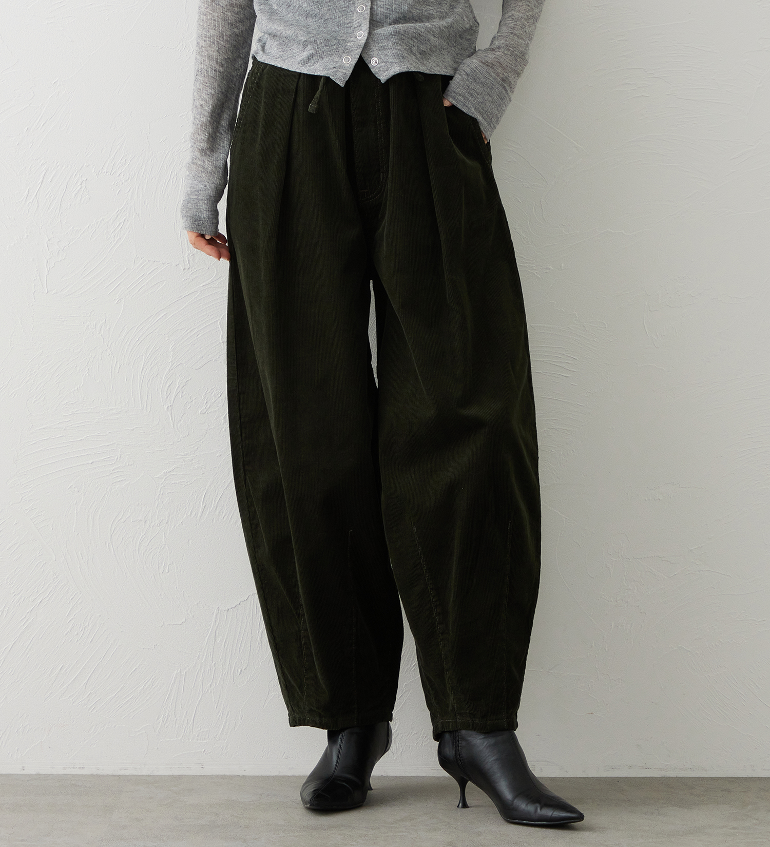 EDWIN(エドウイン)のEDWIN LADIES ノンストレッチ コーデュロイ イージーサーカスワイドパンツ|パンツ/パンツ/レディース|オリーブ
