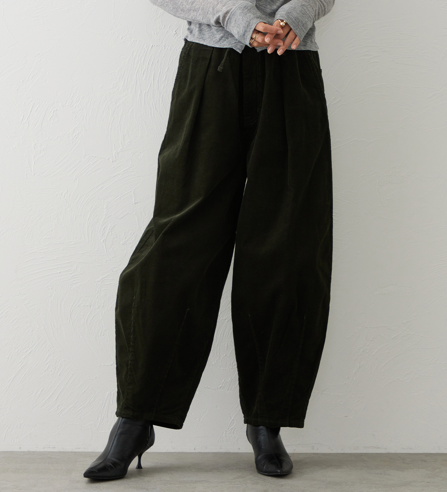 EDWIN(エドウイン)のEDWIN LADIES ノンストレッチ コーデュロイ イージーサーカスワイドパンツ|パンツ/パンツ/レディース|オリーブ