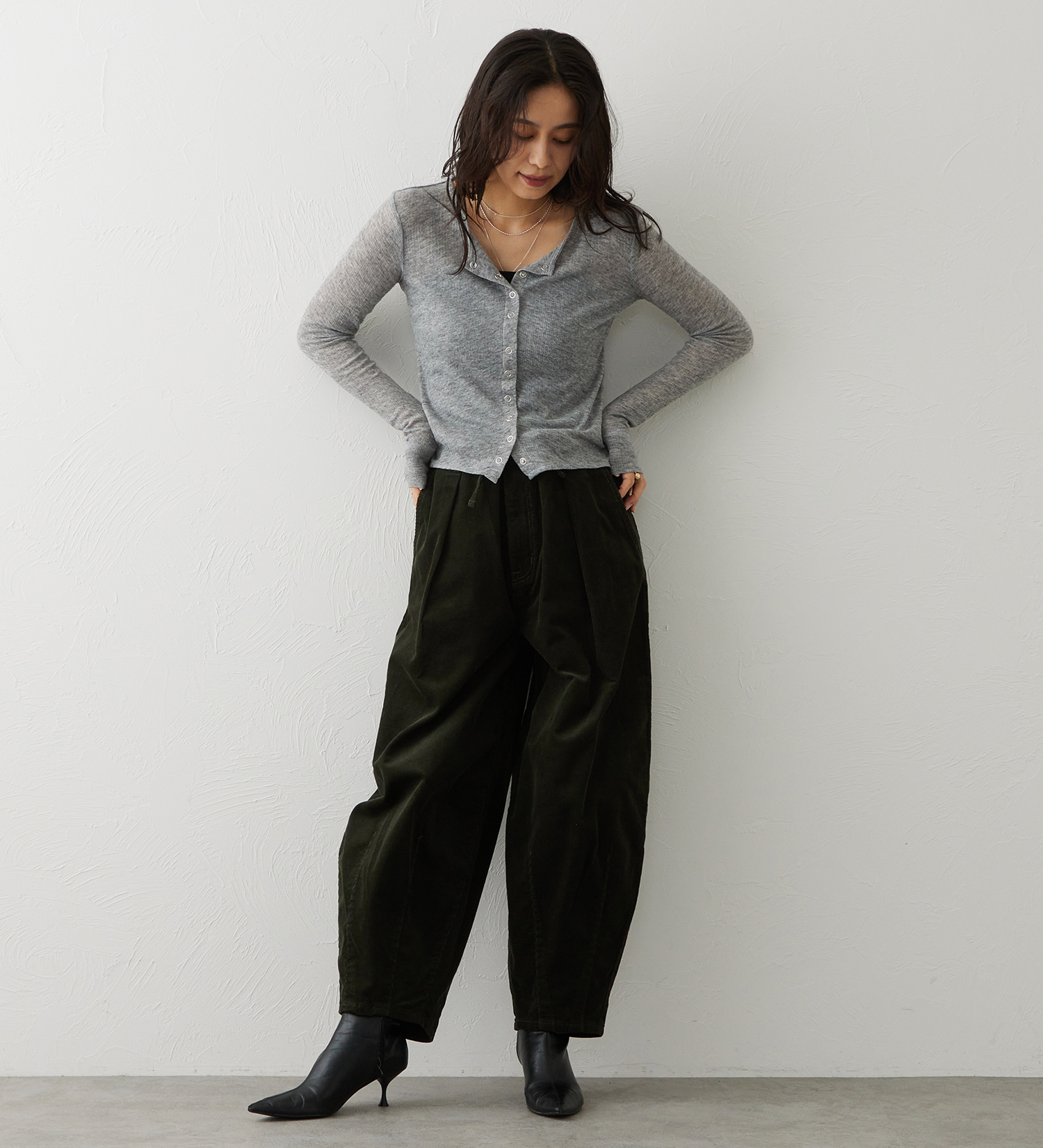 EDWIN(エドウイン)のEDWIN LADIES ノンストレッチ コーデュロイ イージーサーカスワイドパンツ|パンツ/パンツ/レディース|オリーブ