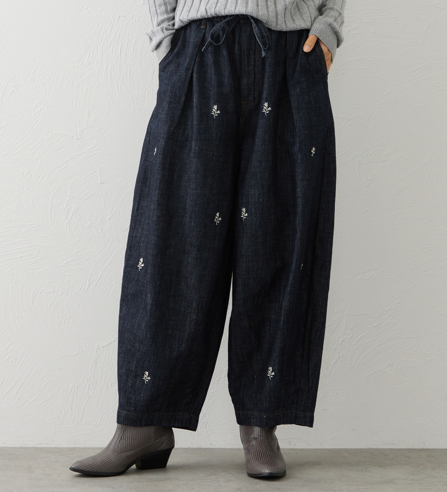 EDWIN(エドウイン)のEDWIN LADIES リネンブレンド イージーサーカスワイドデニムパンツ|パンツ/パンツ/レディース|ブルー系その他