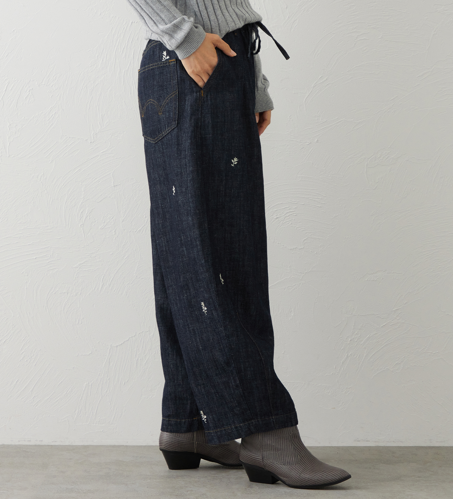 EDWIN(エドウイン)のEDWIN LADIES リネンブレンド イージーサーカスワイドデニムパンツ|パンツ/パンツ/レディース|ブルー系その他