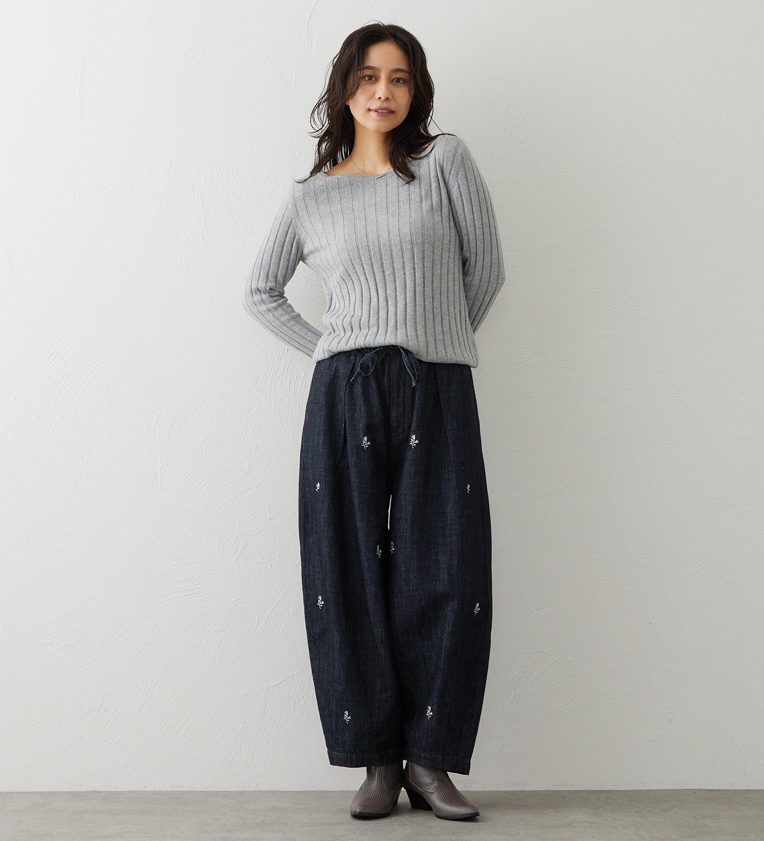 EDWIN(エドウイン)のEDWIN LADIES リネンブレンド イージーサーカスワイドデニムパンツ|パンツ/パンツ/レディース|ブルー系その他