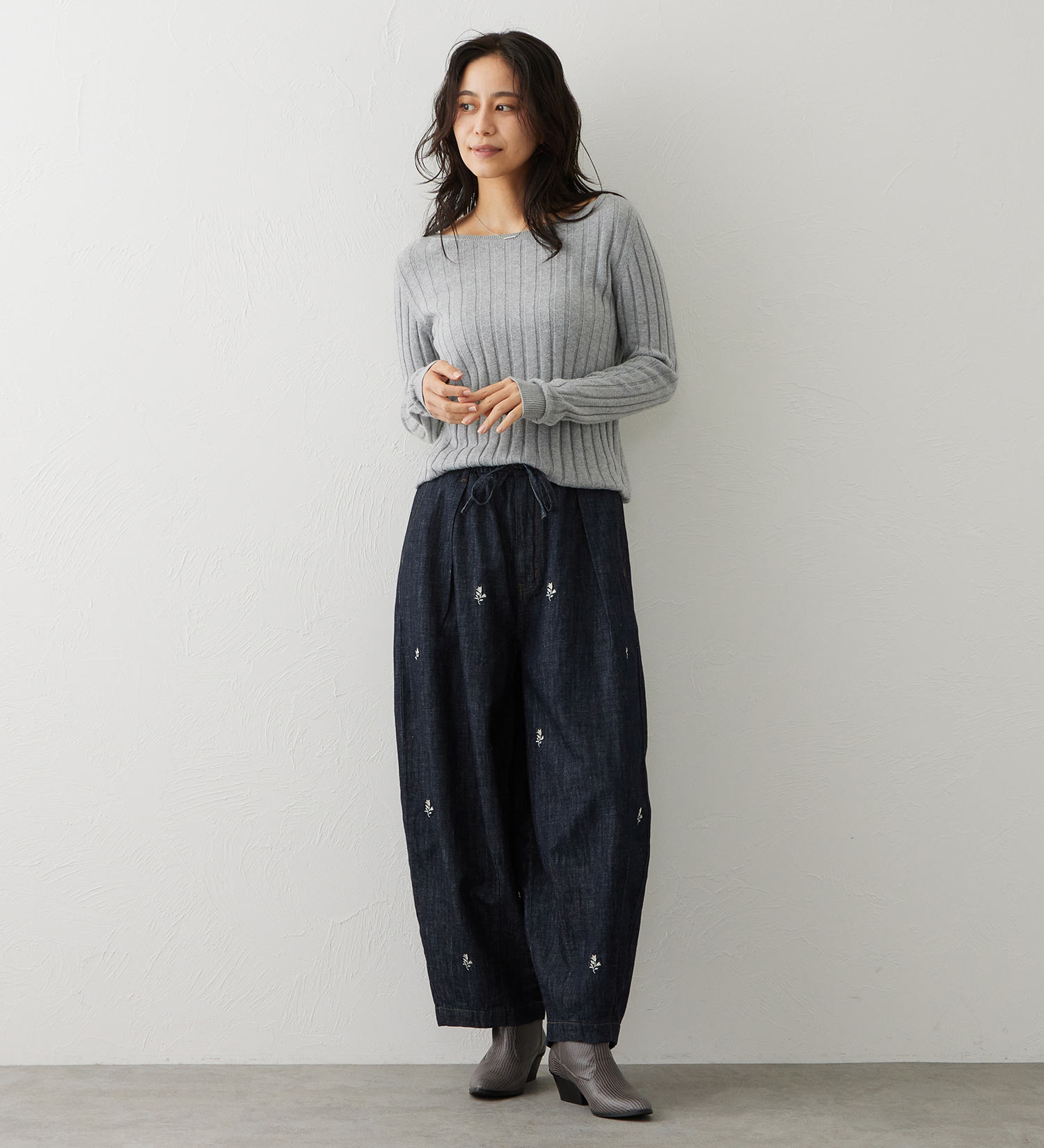 EDWIN(エドウイン)のEDWIN LADIES リネンブレンド イージーサーカスワイドデニムパンツ|パンツ/パンツ/レディース|ブルー系その他